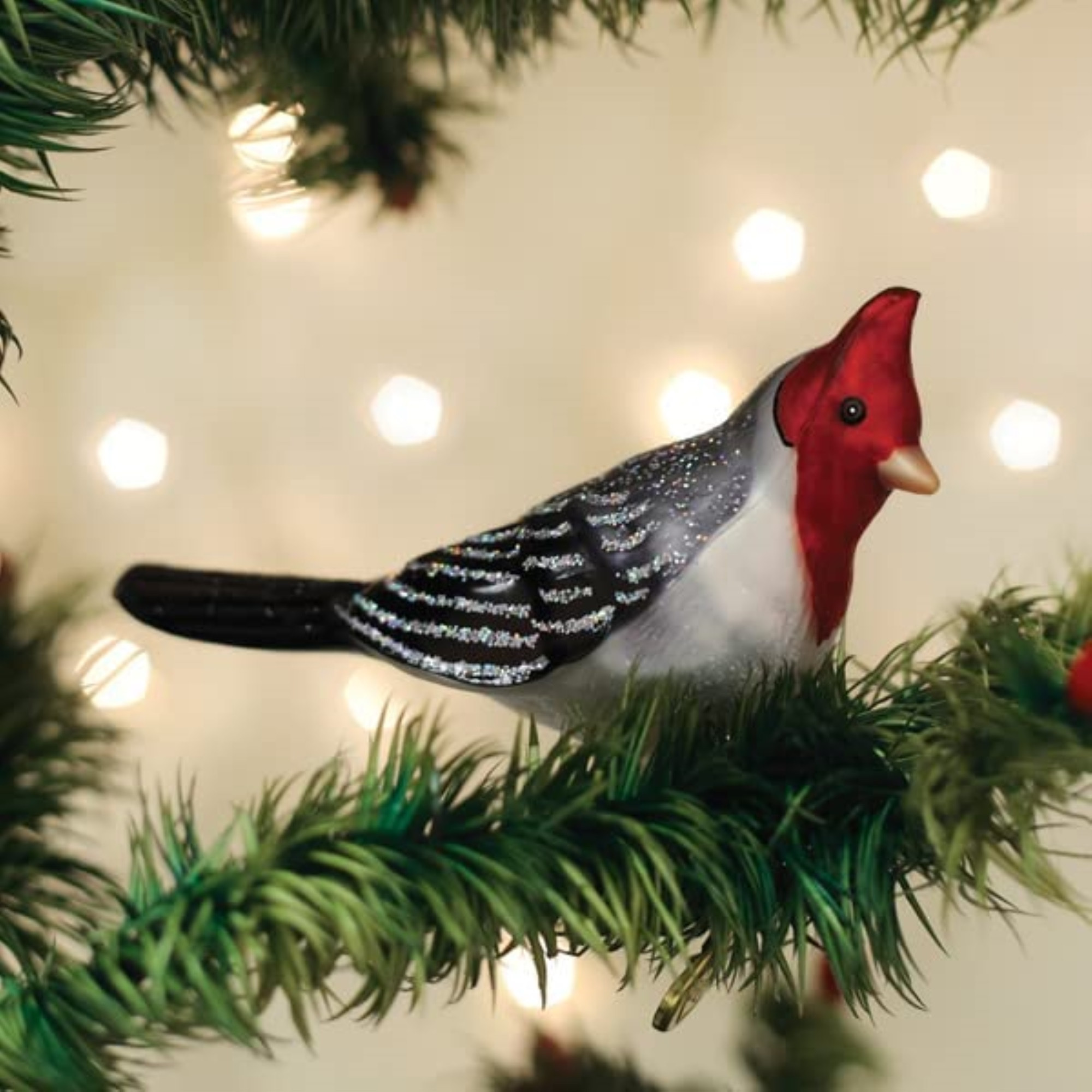 Old World Christmas Glass Blown Ornament for Christmas Tree, Red Crested Cardinal