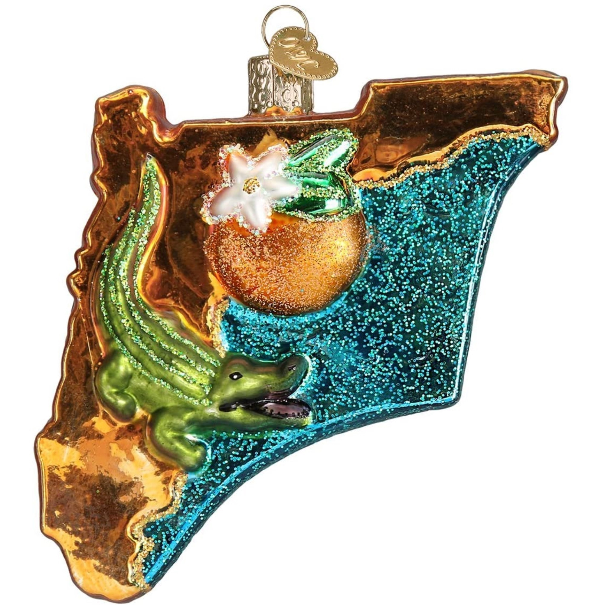 Old World Christmas Glass Blown Ornament for Christmas Tree, State of Florida