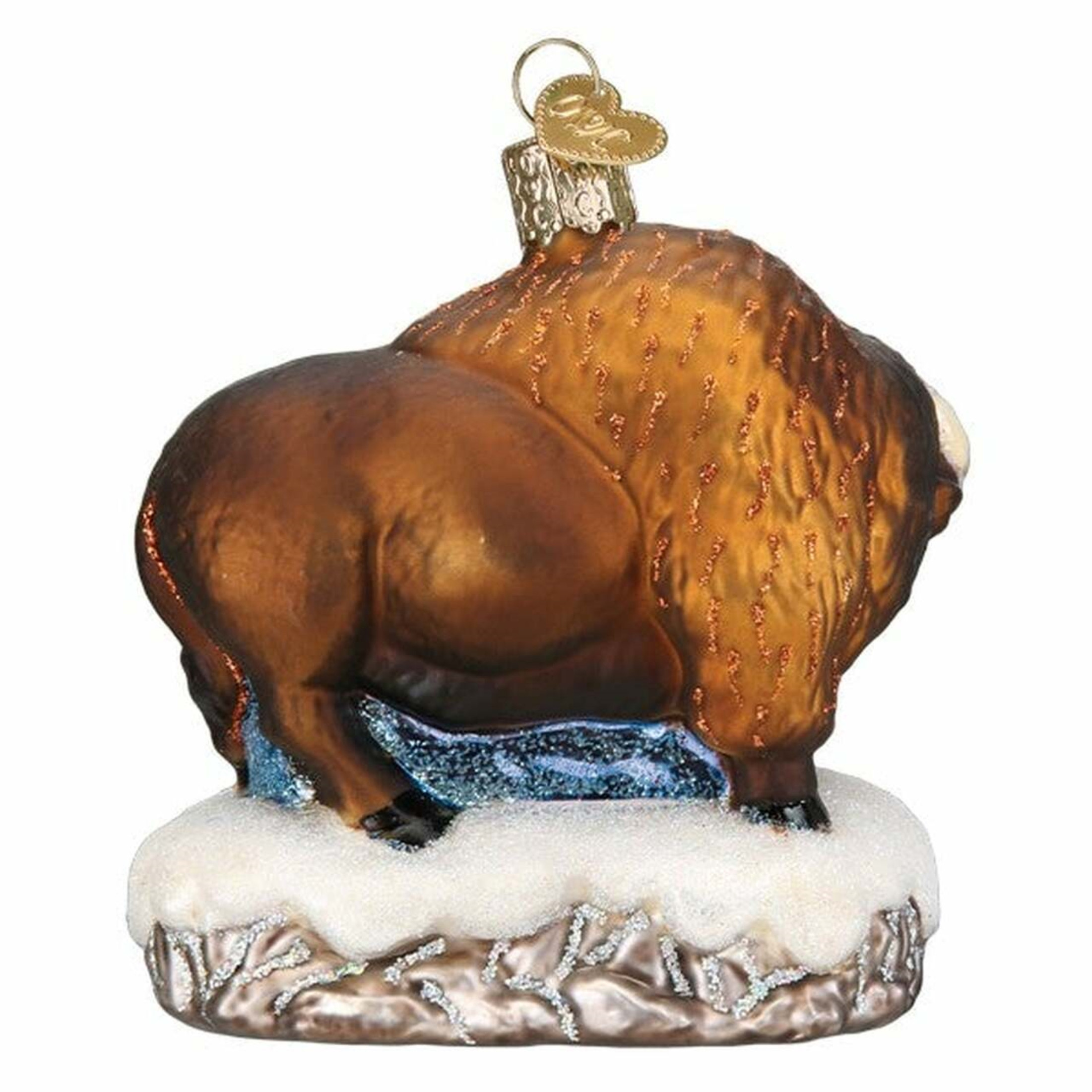 Old World Christmas Glass Blown Ornament, Santa with Bison 4"