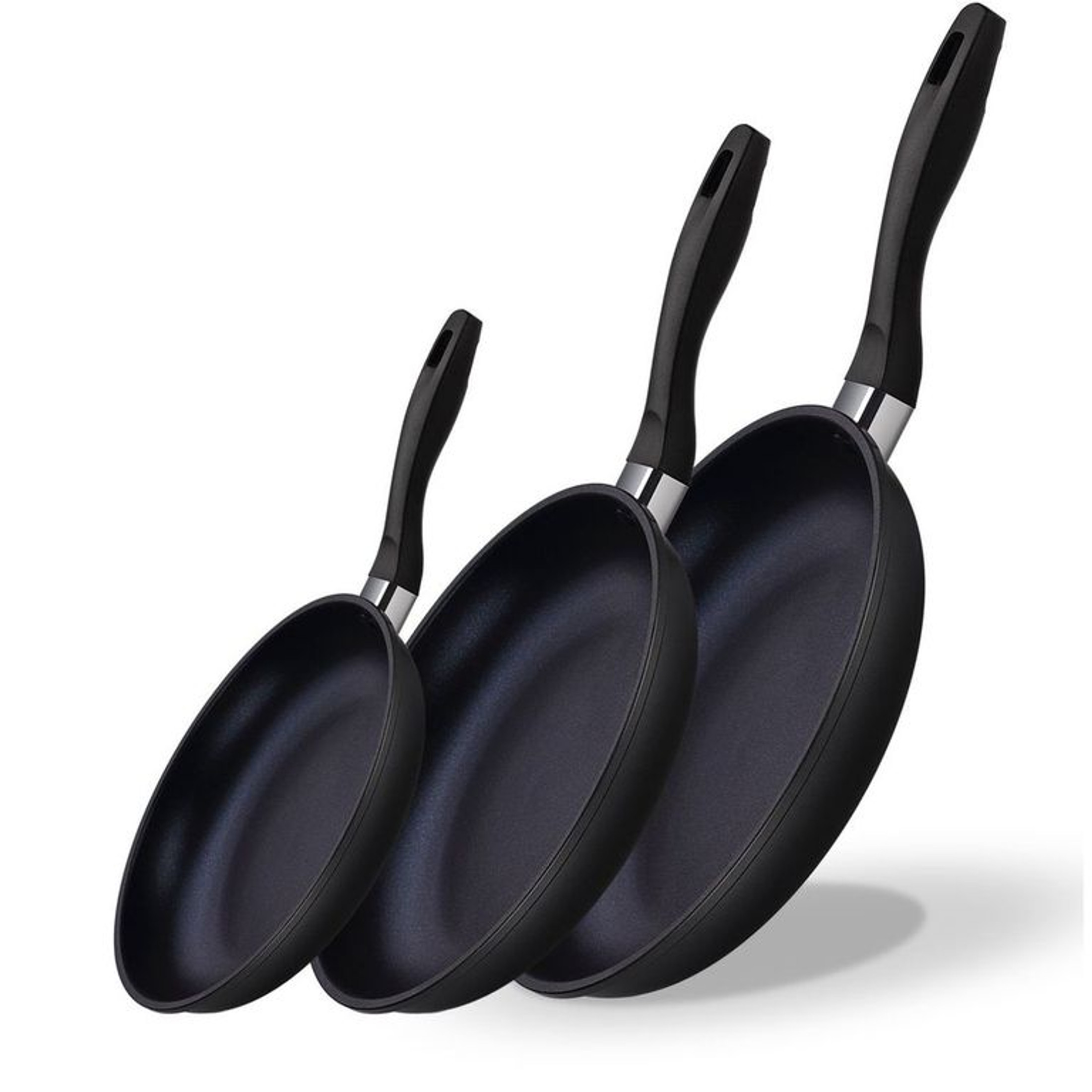 Gourmet Edge Diamond Infused Nonstick Frypan, Assorted Sized Cookware, Black (Set of 3)