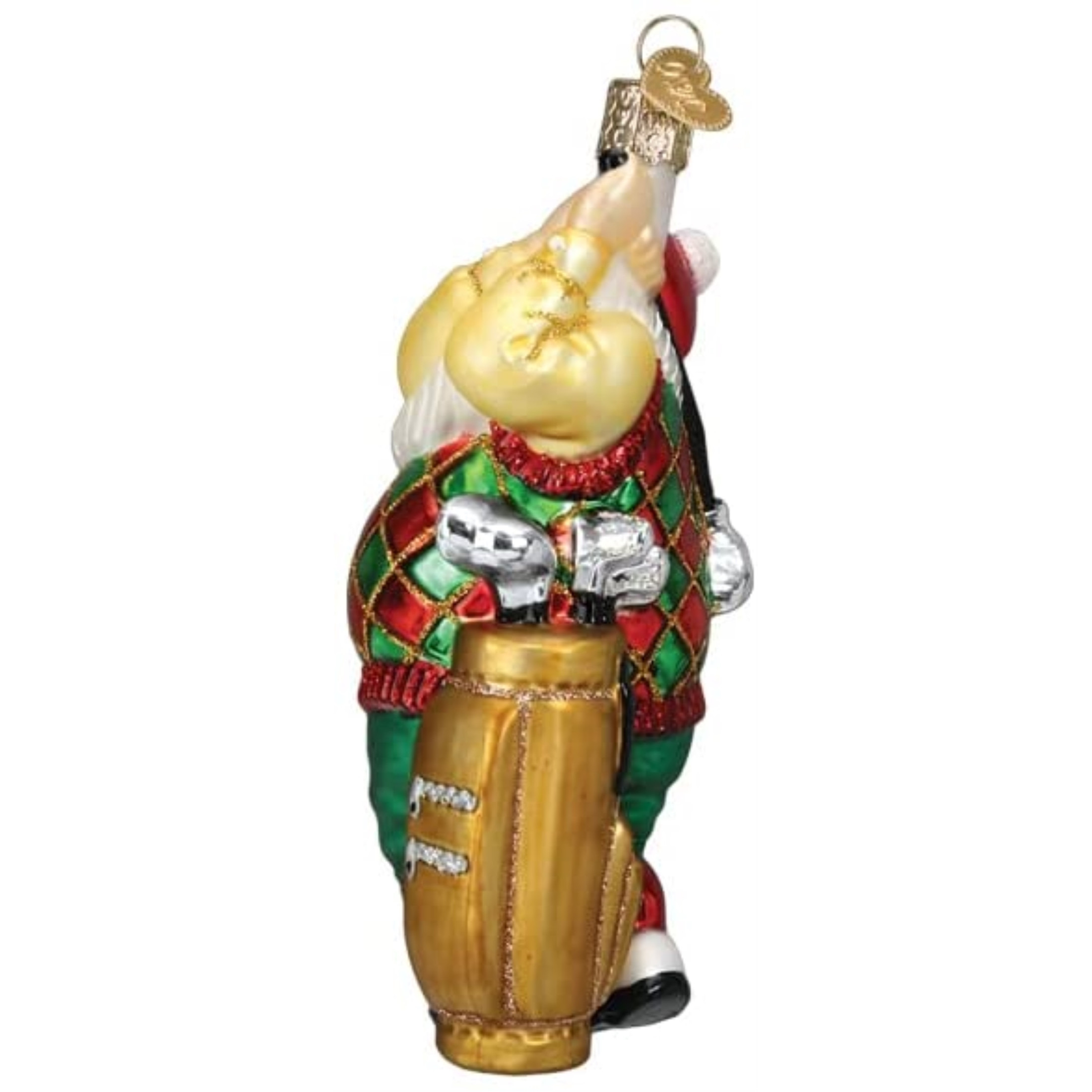 Old World Christmas Glass Blown Tree Ornament, Golfing Santa (With OWC Gift Box)
