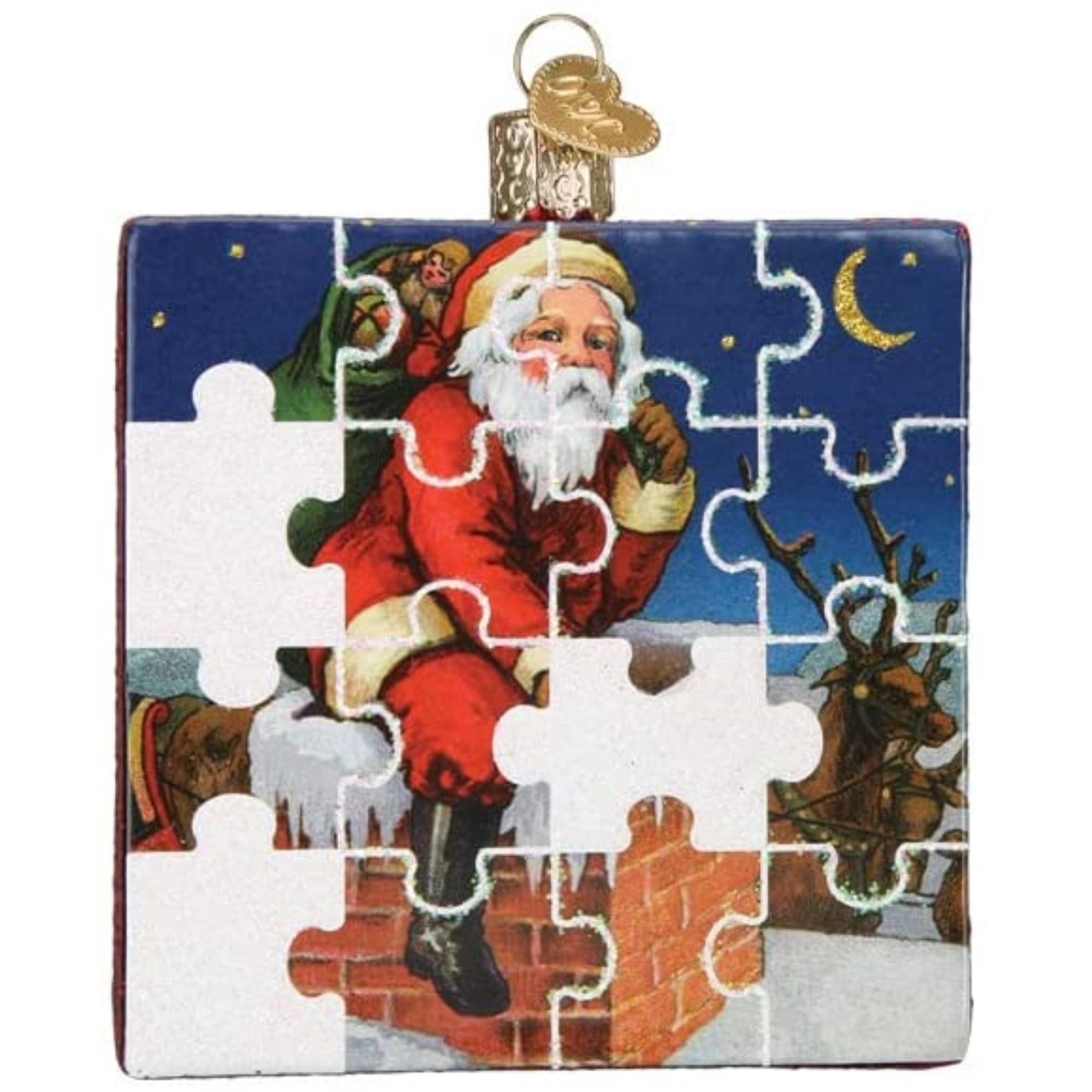 Old World Christmas Glass Blown Ornament for Christmas Tree, Santa Jigsaw Puzzle