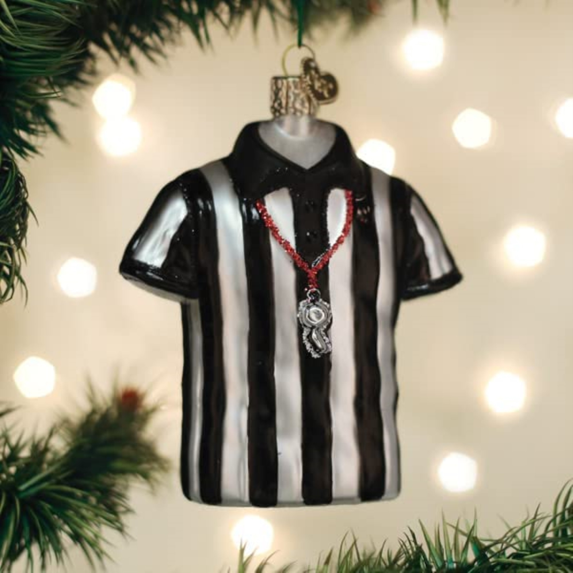 Old World Christmas Blown Glass Ornament for Christmas Tree, Referee Shirt