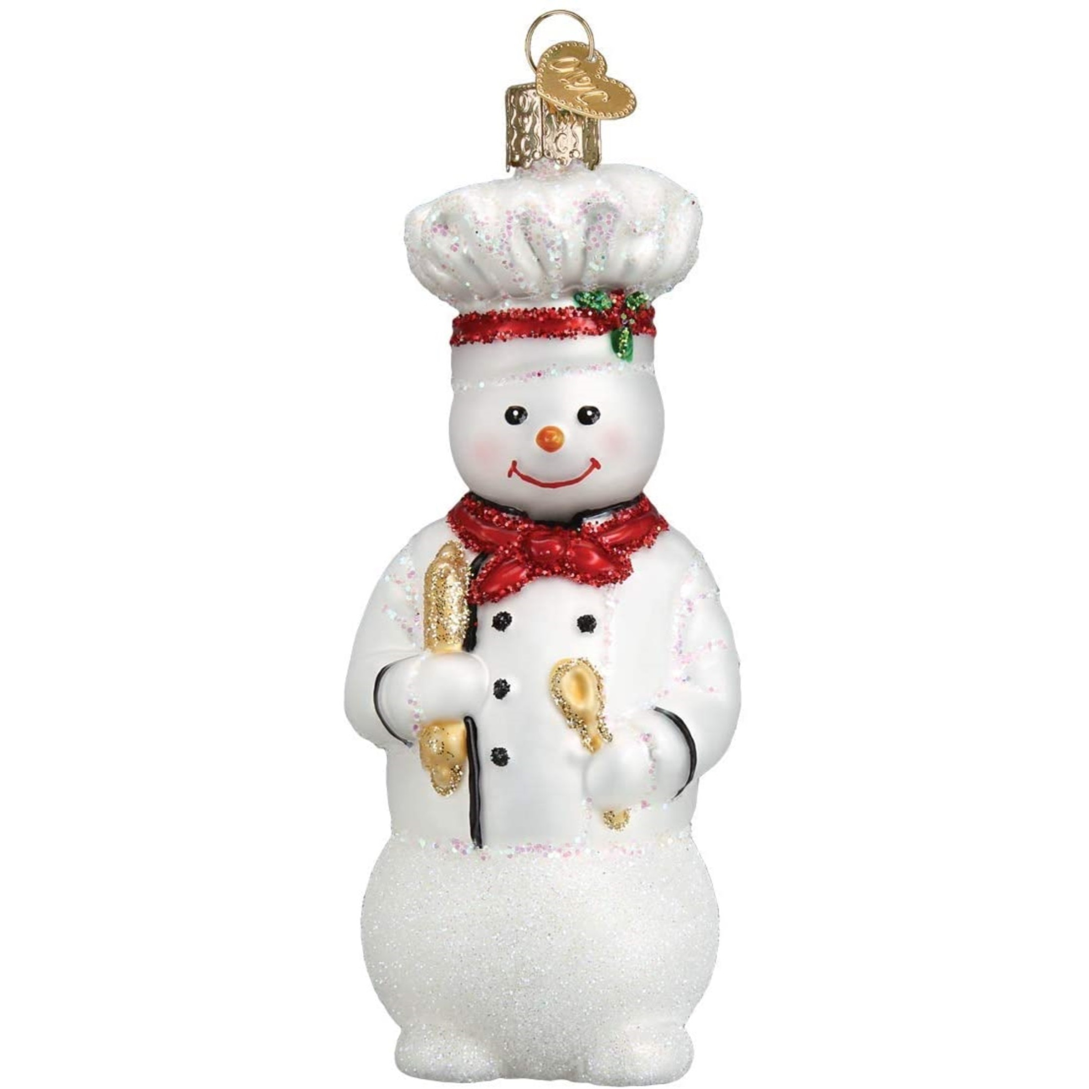 Old World Christmas Glass Blown Christmas Ornament, Snowman Chef (With OWC Gift Box)