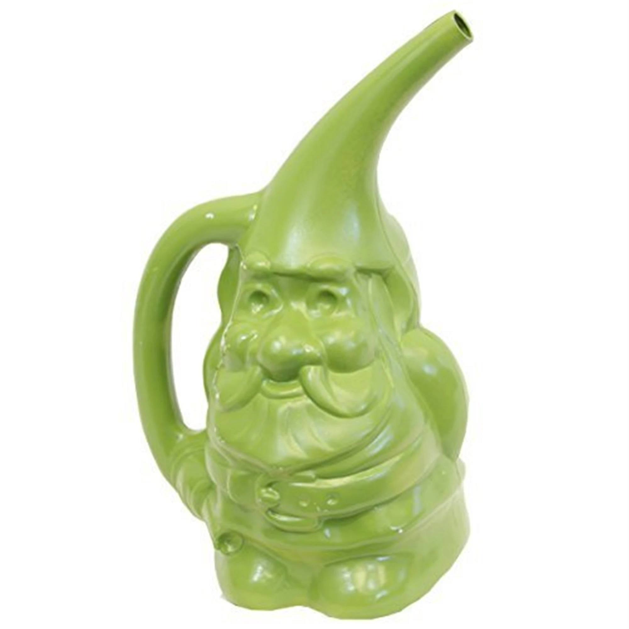 Novelty Indoor Outdoor Plastic Watering Can, Moss Green, Gnome, 1.5 Gallon