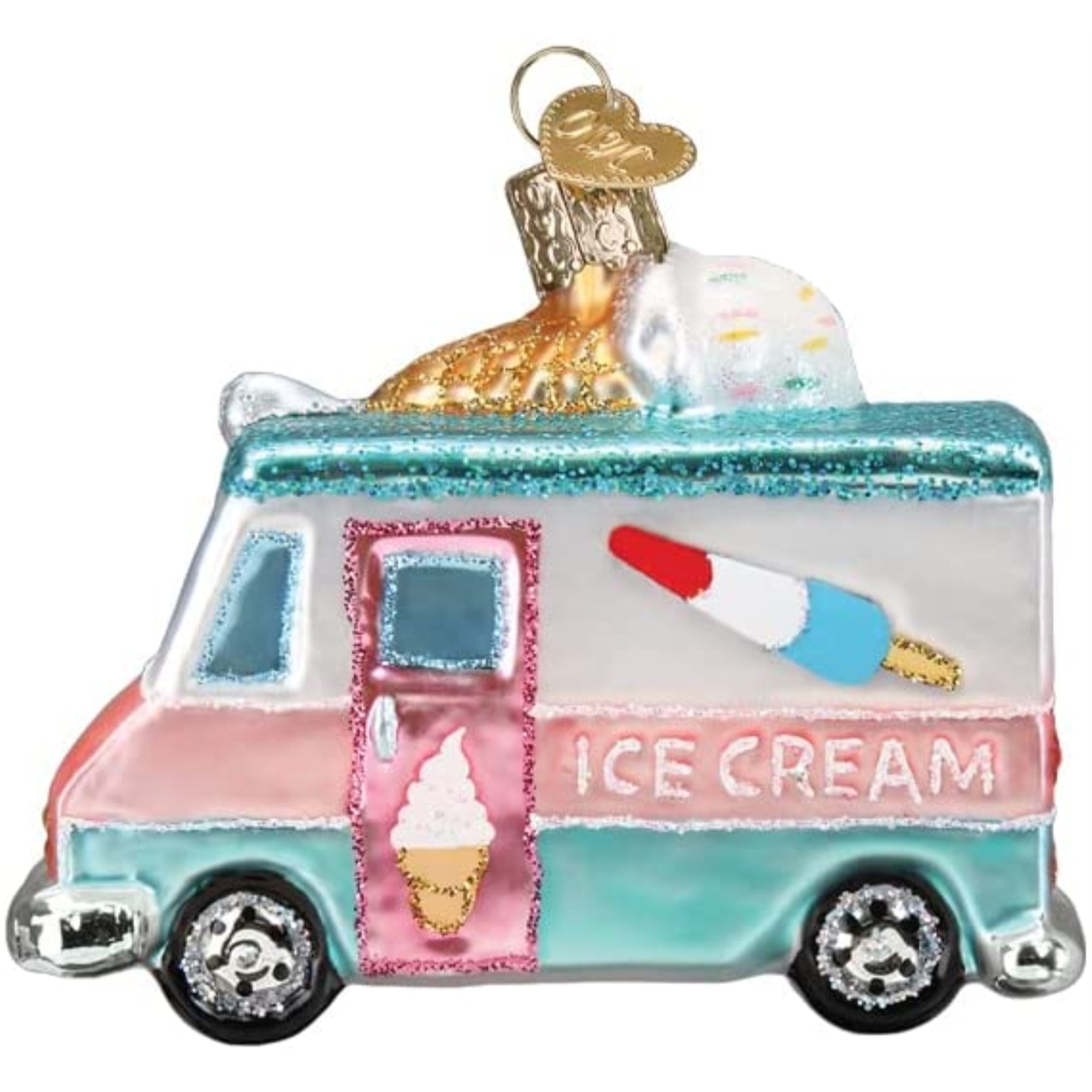 Old World Christmas Glass Blown Tree Ornament, Ice Cream Truck (With OWC Gift Box)