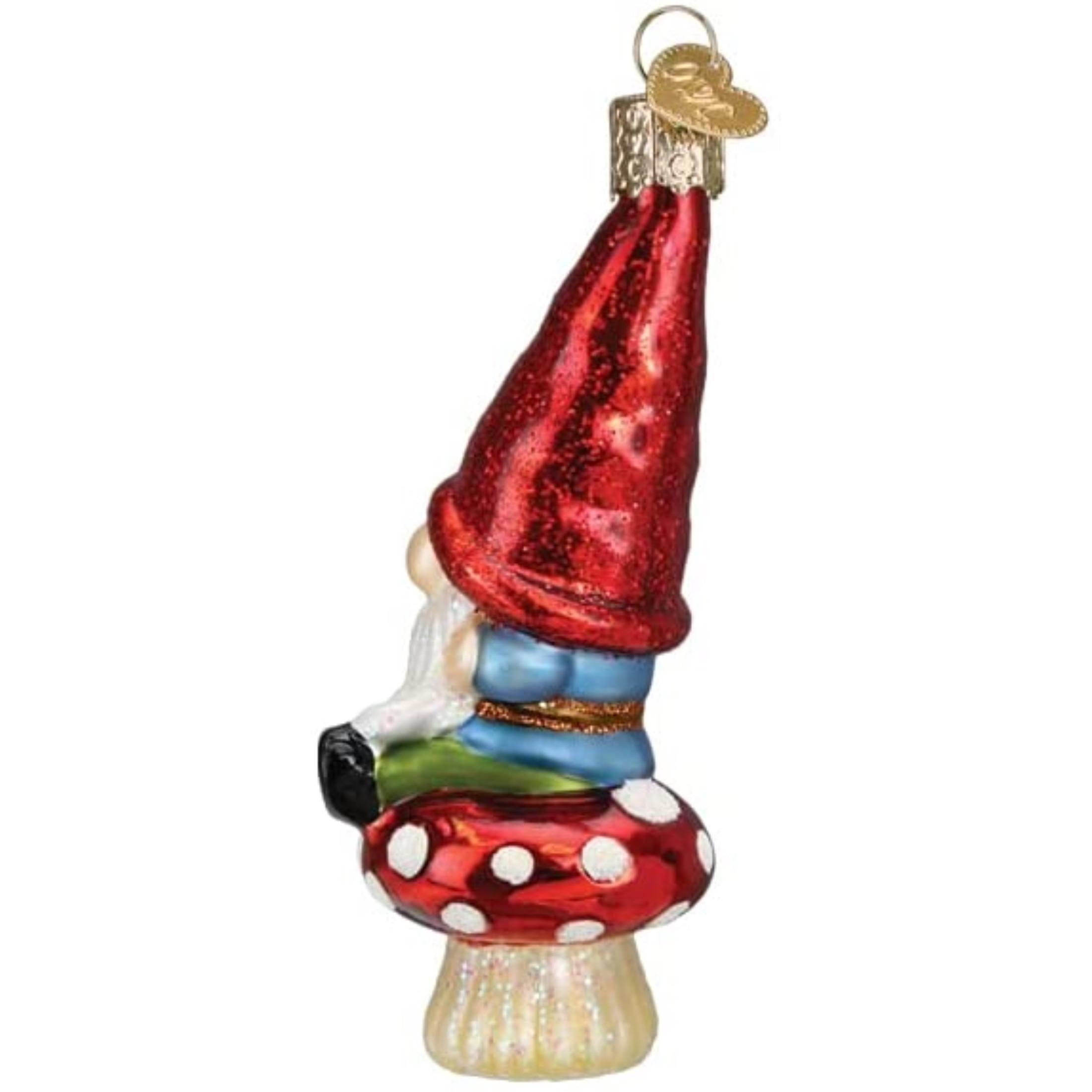 Old World Christmas Glass Blown Christmas Ornament, Garden Gnome (With OWC Gift Box)