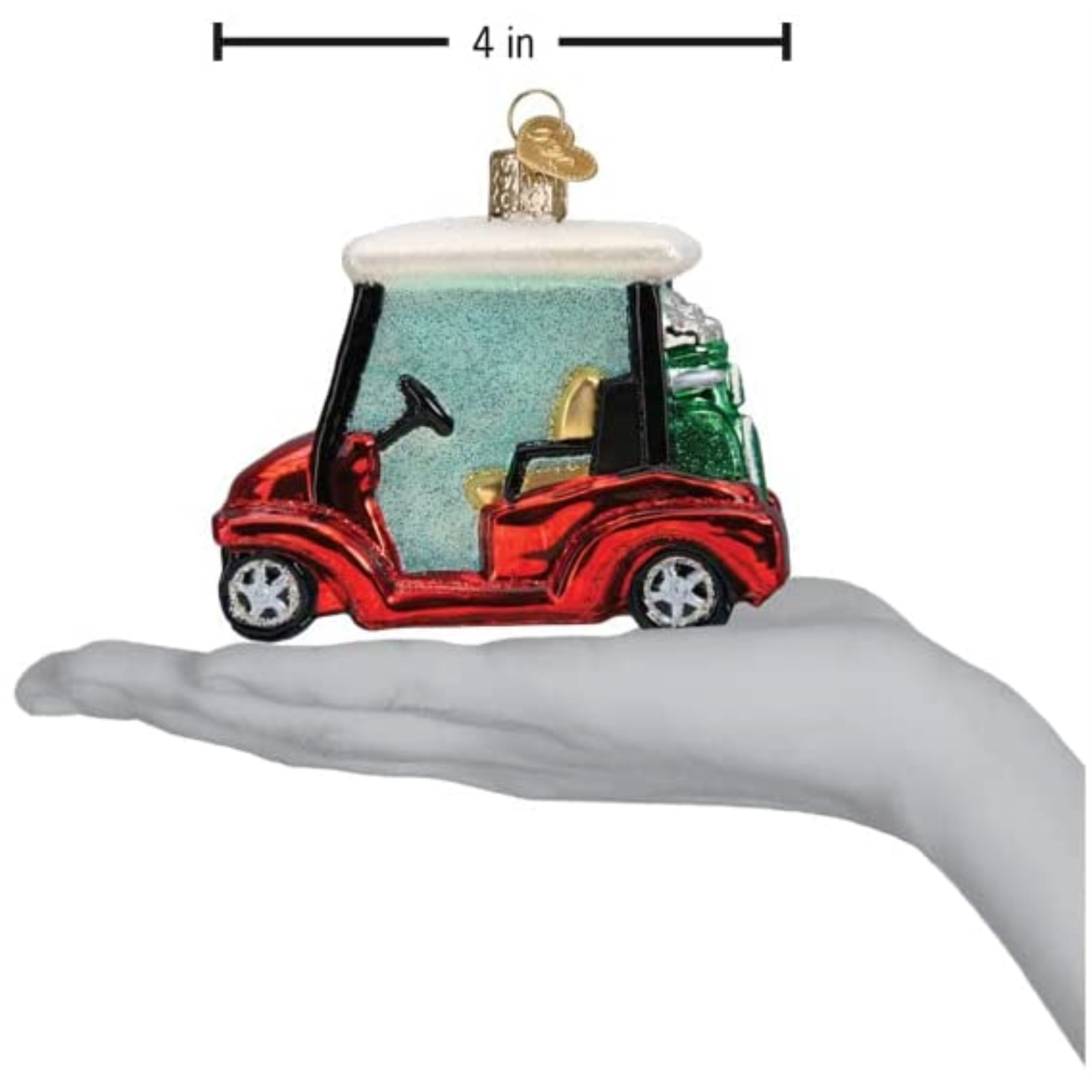 Old World Christmas Glass Blown Tree Ornament, Golf Cart (With OWC Gift Box)