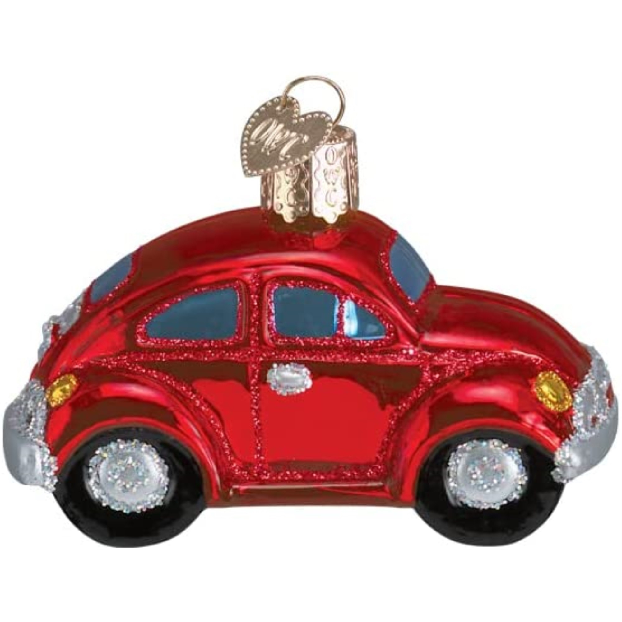 Old World Christmas Blown Glass Ornament for Christmas Tree, Red Buggy