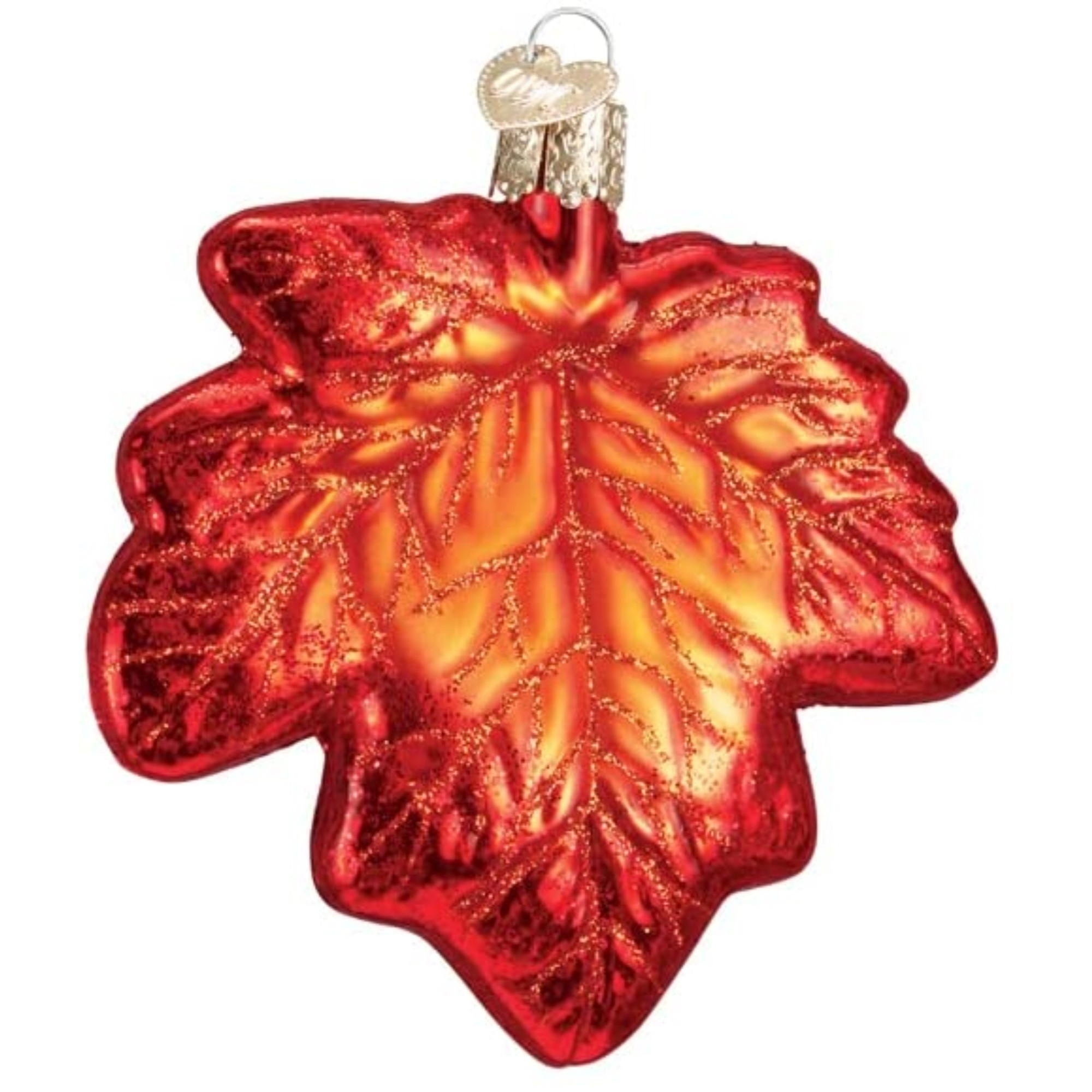 Old World Christmas Glass Blown Ornament for Christmas Tree, Red Maple Leaf