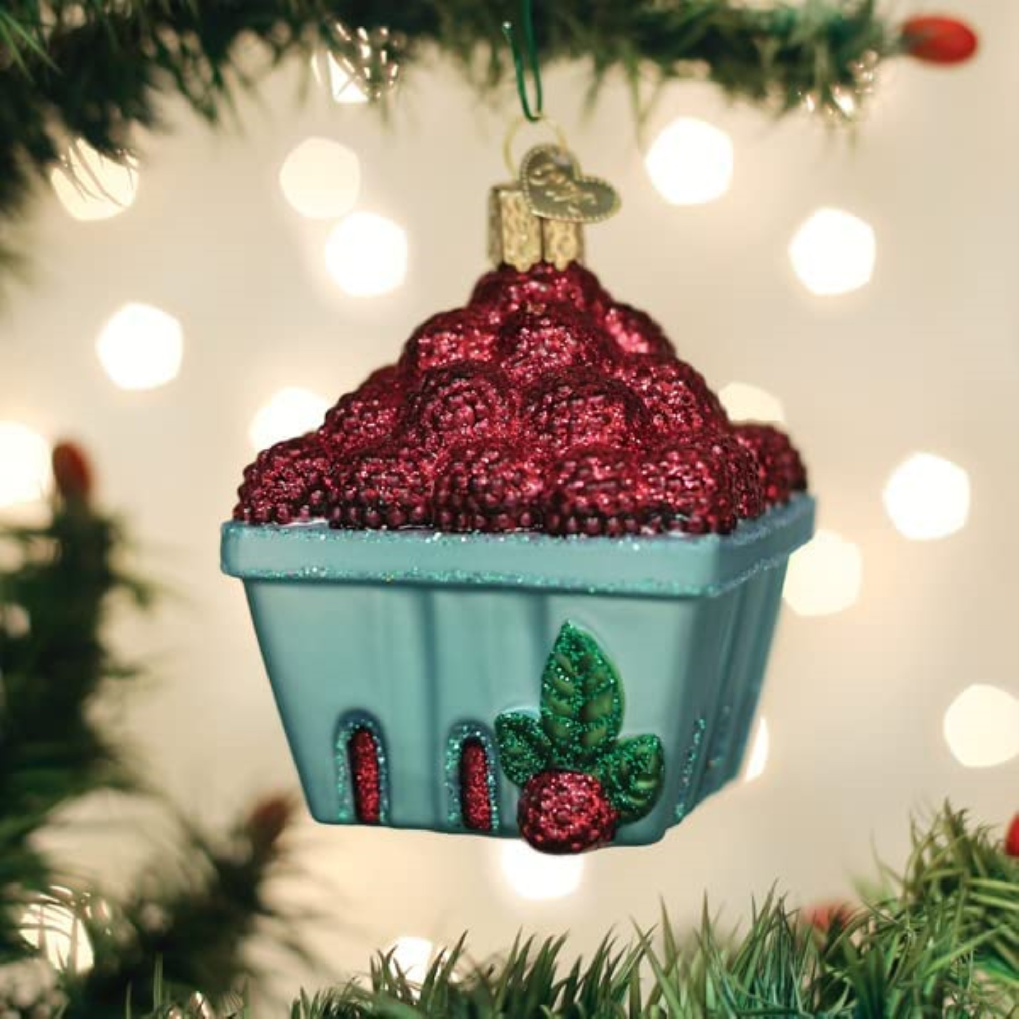 Old World Christmas Glass Blown Ornament, Carton of Raspberries (With OWC Gift Box)