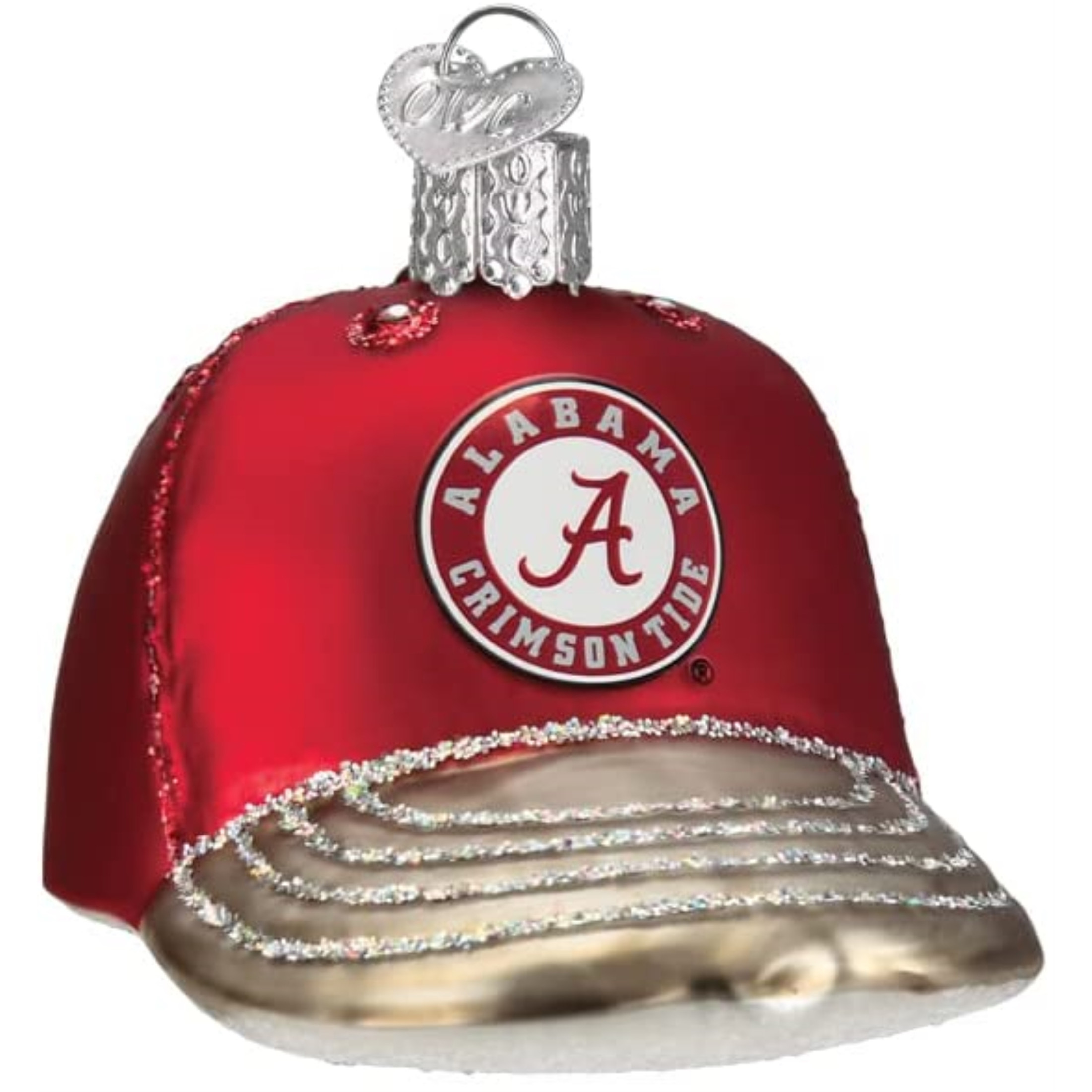 Old World Christmas Glass Blown Ornament for Christmas Tree, Alabama Baseball Cap (With OWC Gift Box)