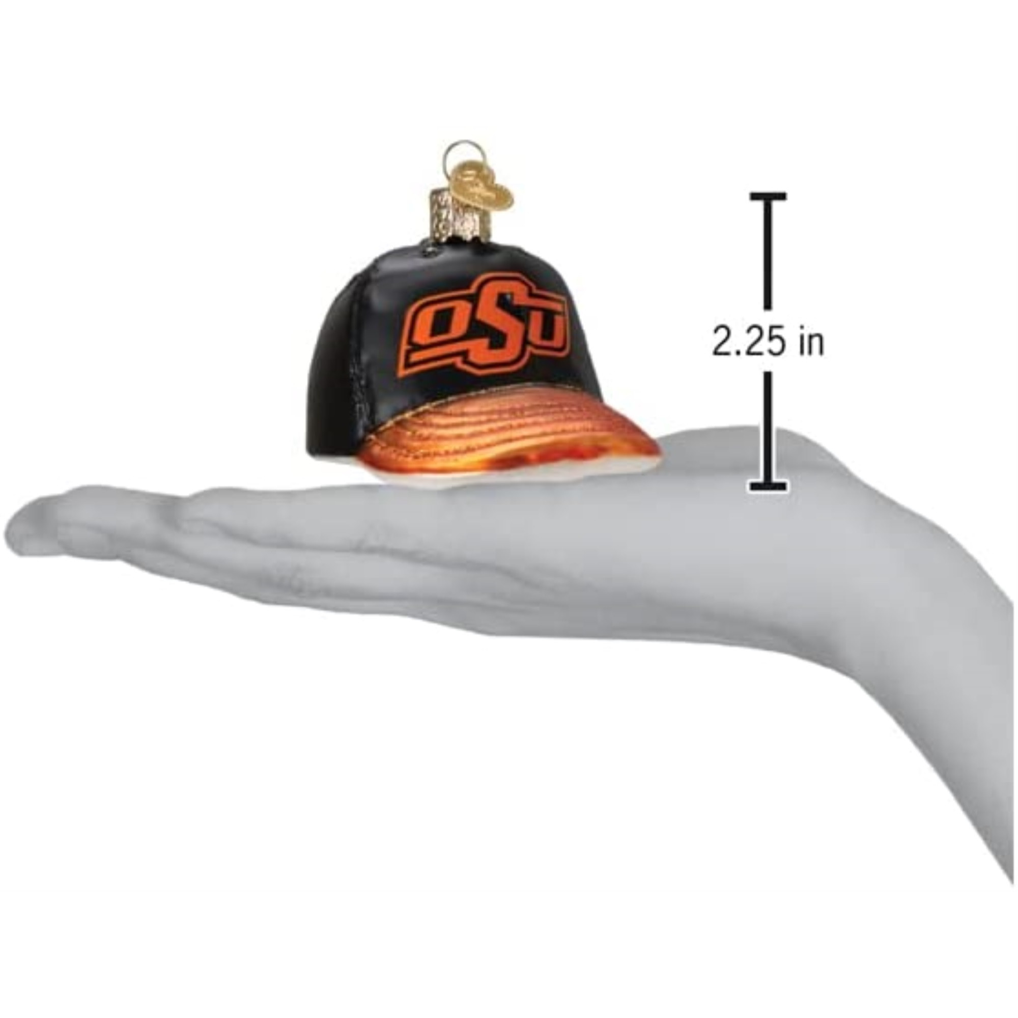 Old World Christmas Blown Glass Ornament for Christmas Tree, Oklahoma State Baseball Cap