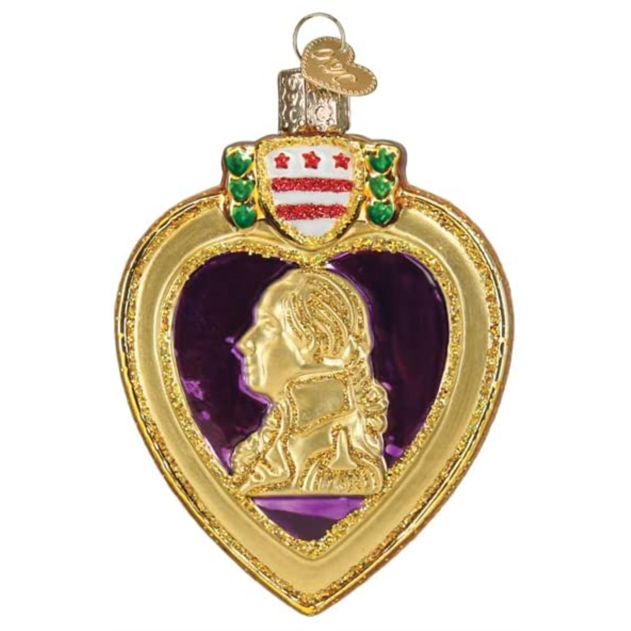 Old World Christmas Blown Glass Ornament for Christmas Tree, Purple Heart