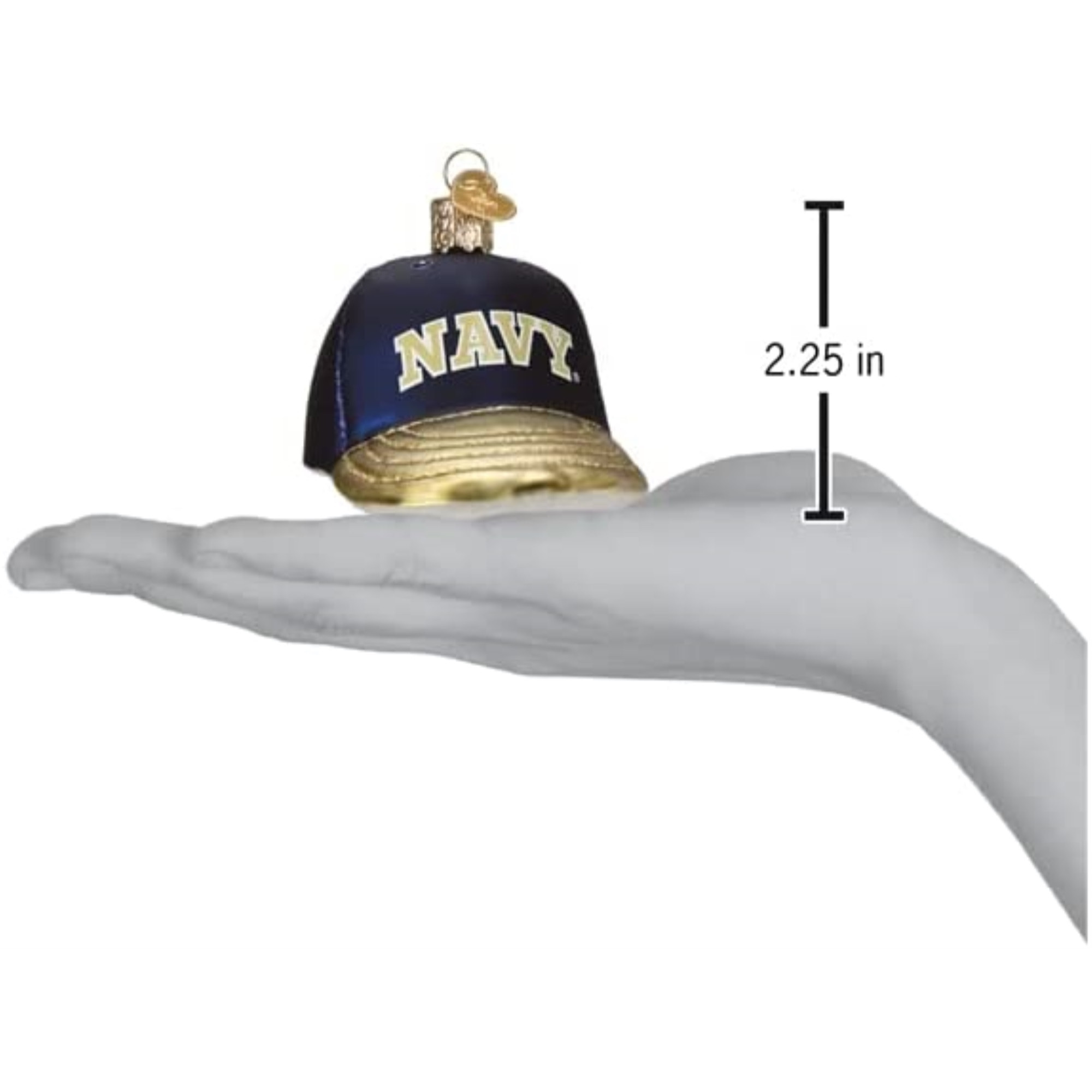 Old World Christmas Blown Glass Ornament for Christmas Tree, Navy Baseball Cap Ornament