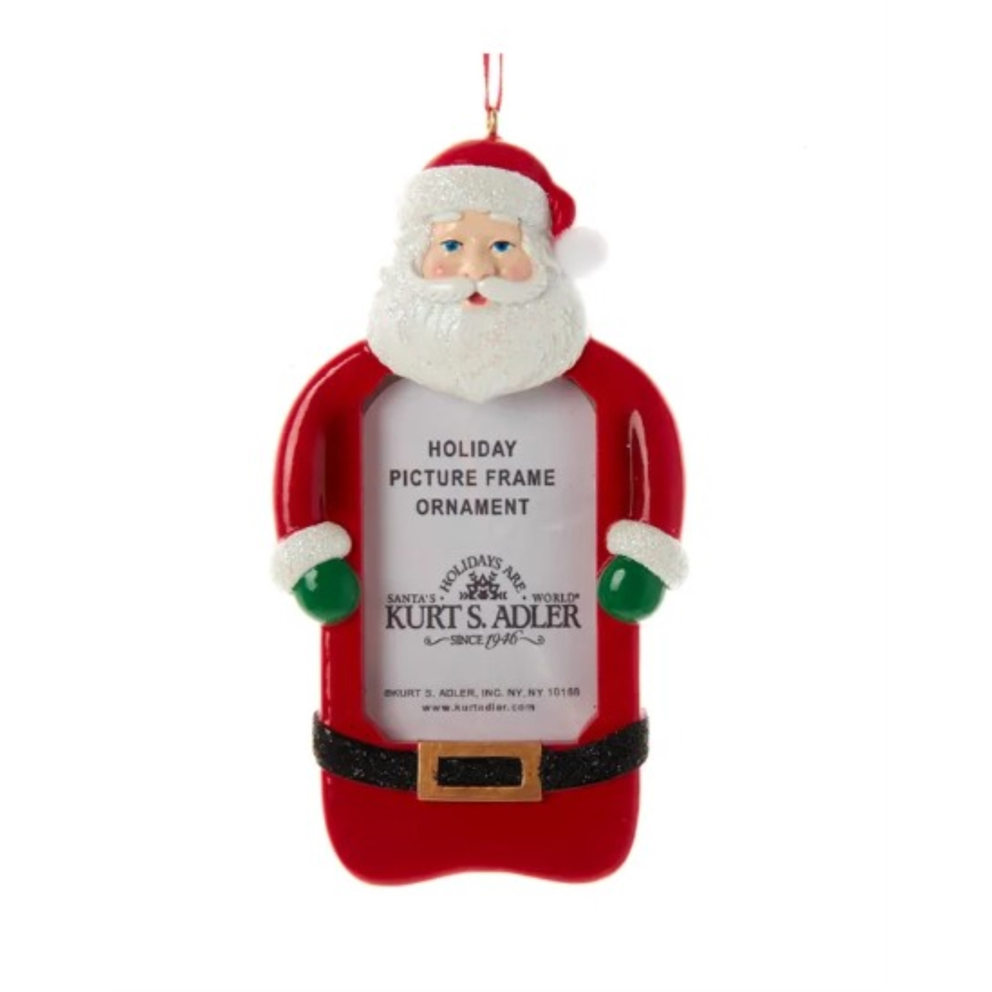 Kurt Adler Resin Ornament for Christmas Tree, Santa Picture Frame
