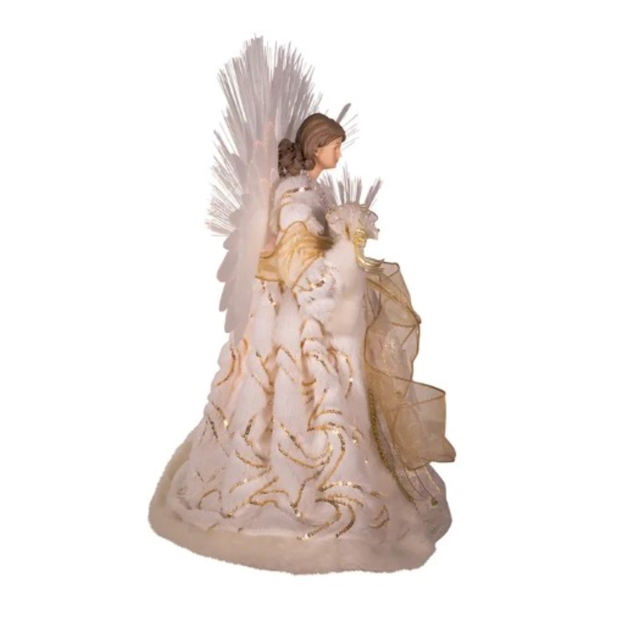 Kurt Adler Fiber-Optic Gold and White Angel Treetop, 16"