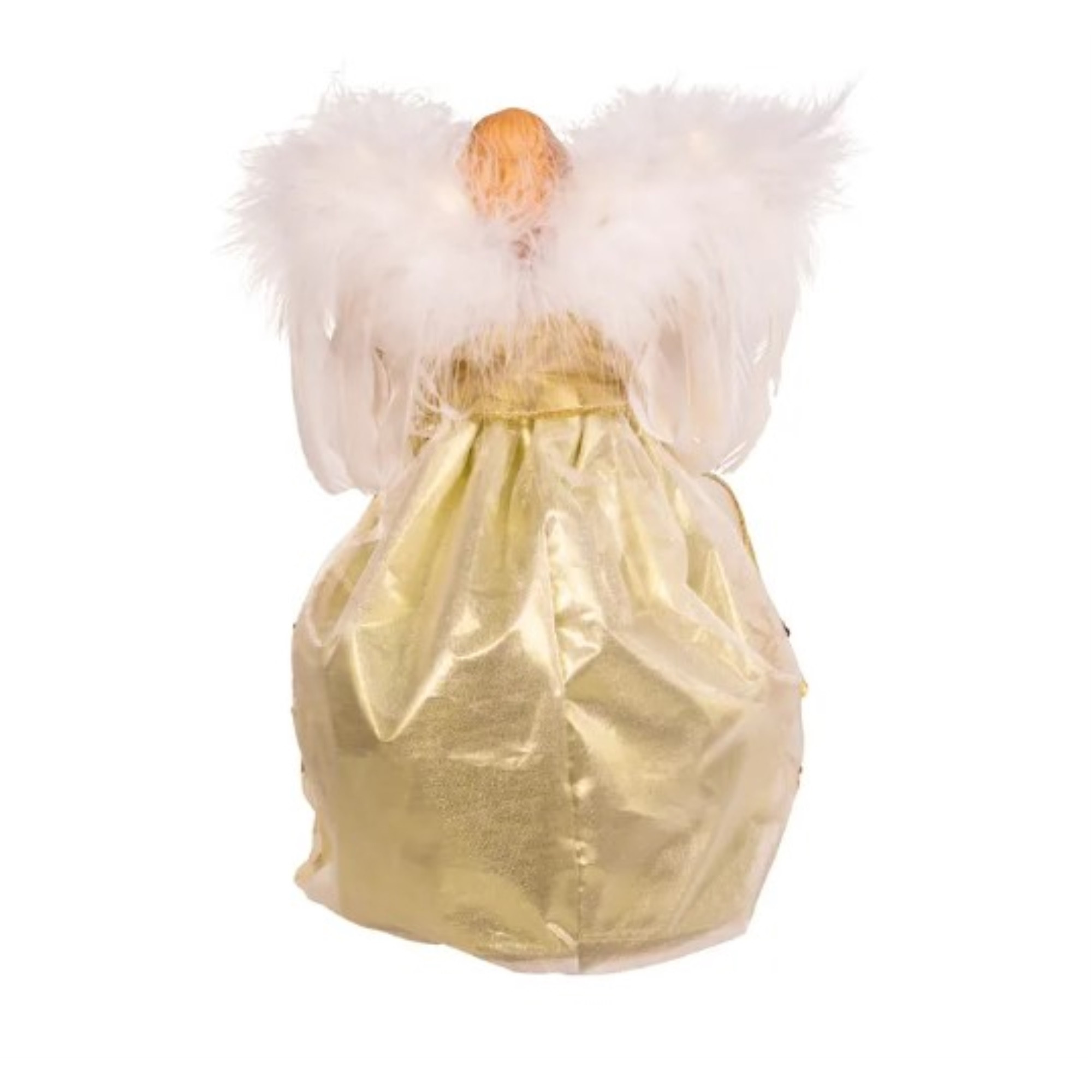 Kurt Adler Battery Operated White and Gold Lighted Angel Treetop 12"