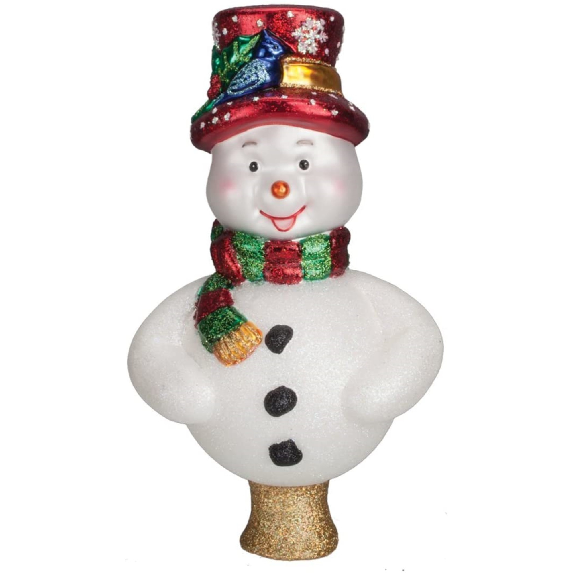 Old World Christmas Blown Glass Tree Topper, Frosty the Snowman, 8in