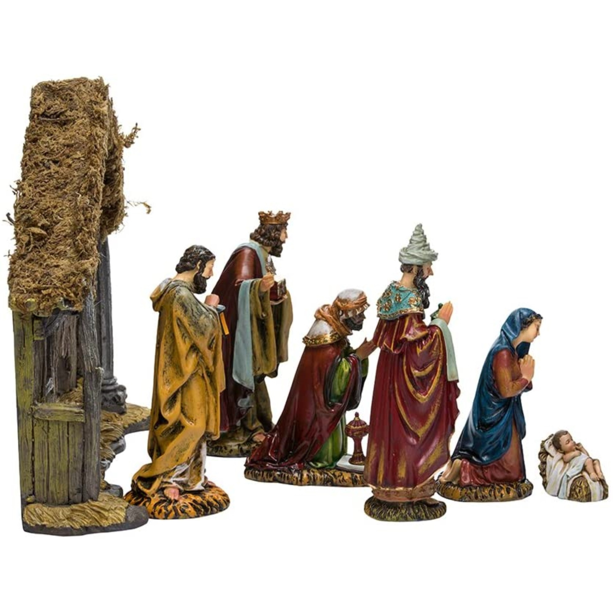 Kurt Adler Resin Nativity Set with Stable – Holy Family & Wise Men (7-Pieces)