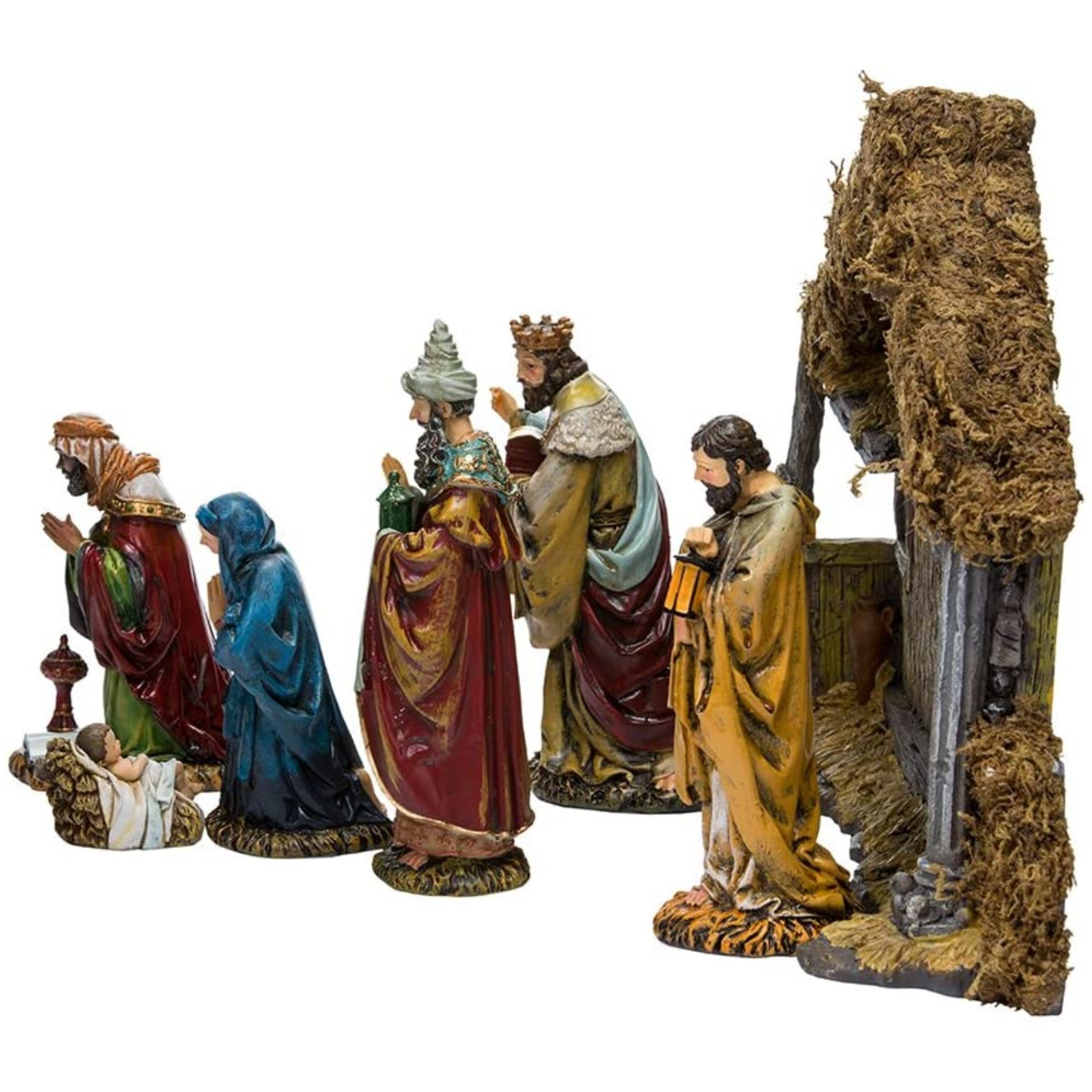 Kurt Adler Resin Nativity Set with Stable – Holy Family & Wise Men (7-Pieces)