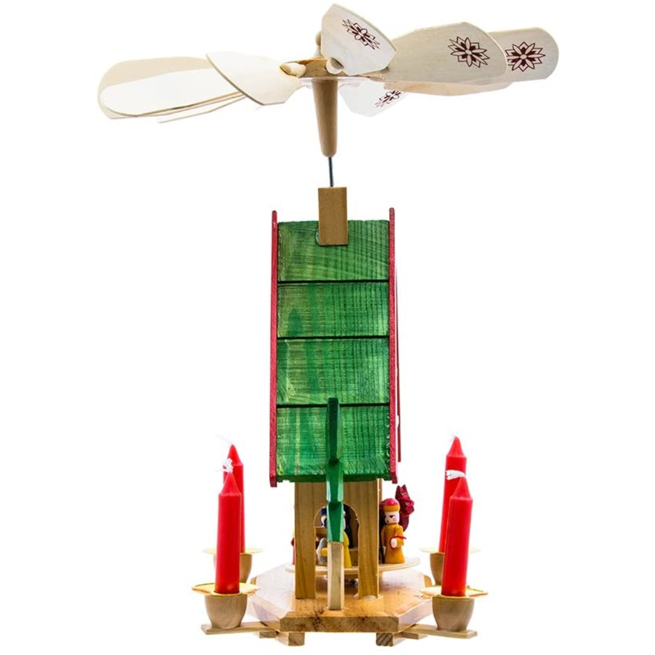 Kurt Adler Wood Alpine House Carousel with Candles, 12"