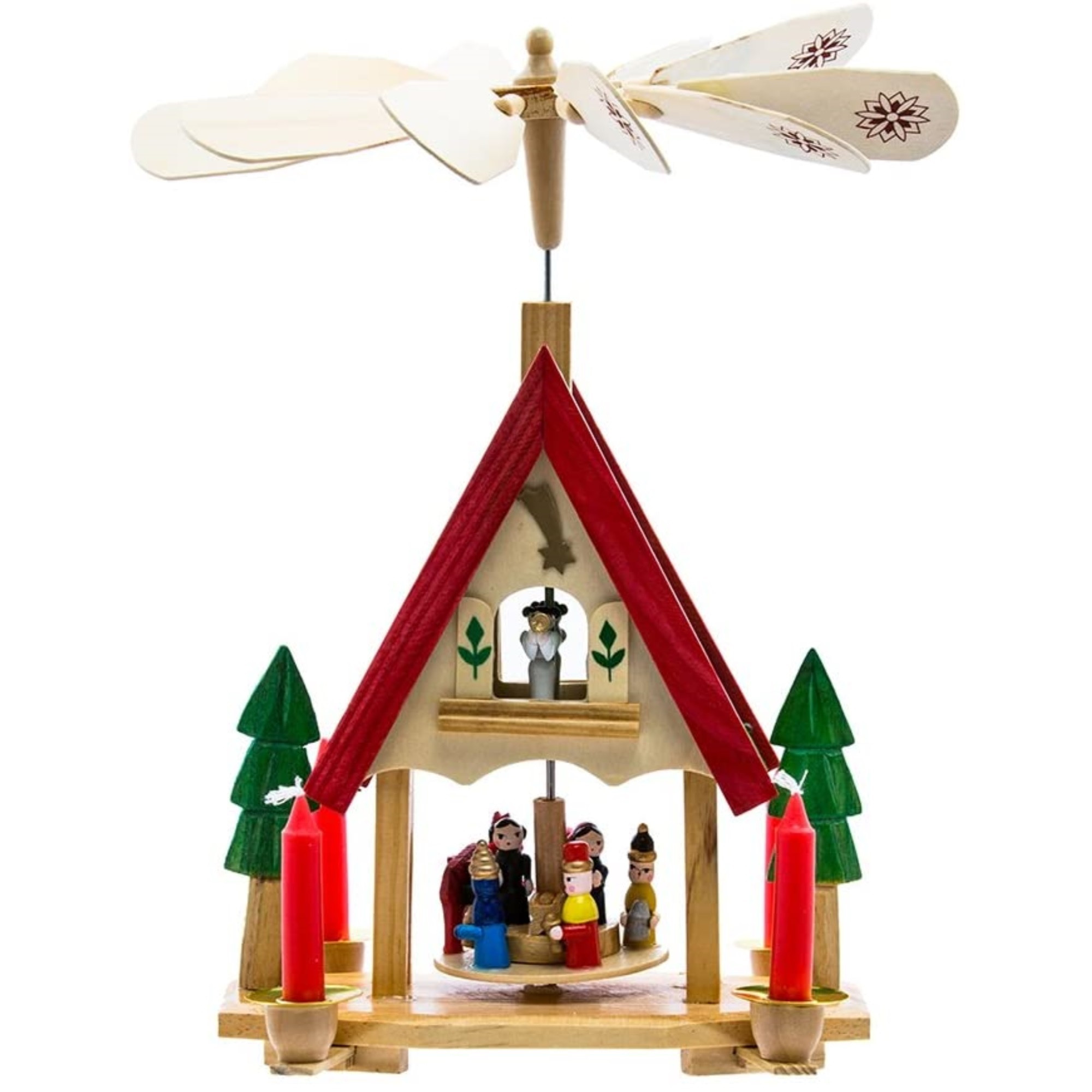 Kurt Adler Wooden Tabletop Piece, Alpine Carousel House with Candles, 12"