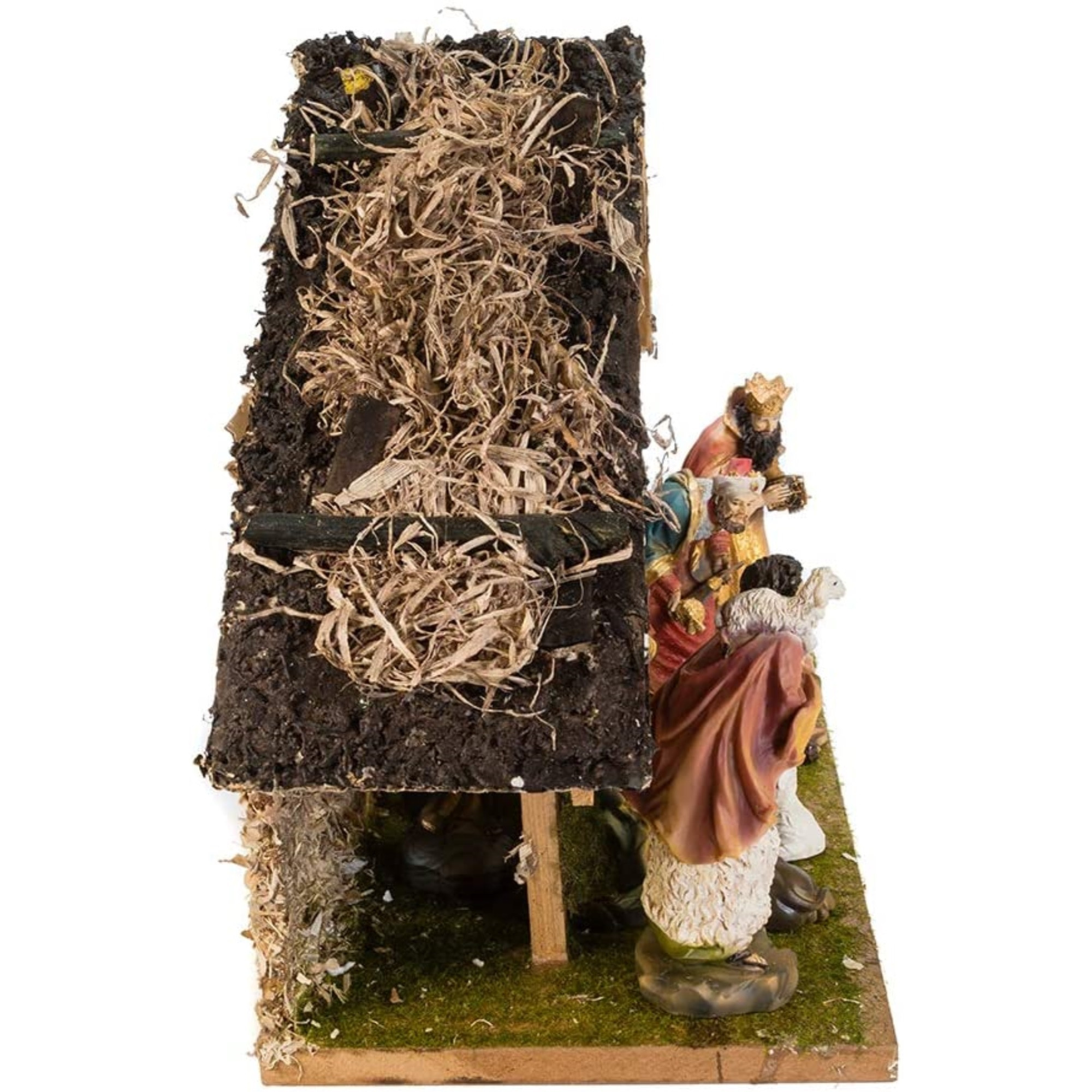 Kurt Adler Resin Nativity Set with Stable – Holy Family, Three Kings, Angel, Shepherd & Animals (10 Figures)