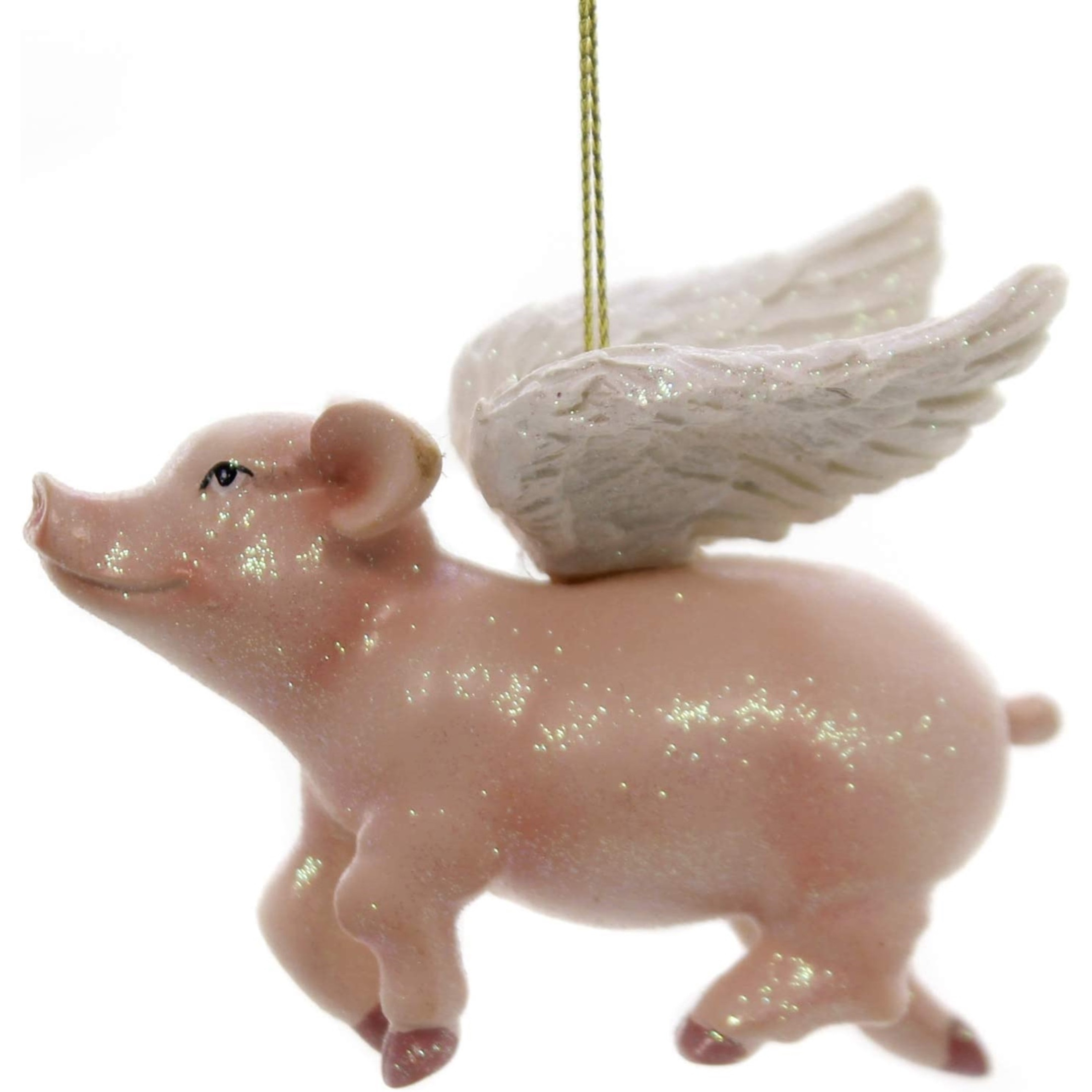 Kurt Adler Resin Ornament for Christmas Tree, Flying Pig Kurt Adler Resin Ornament for Christmas Tree, Flying Pig