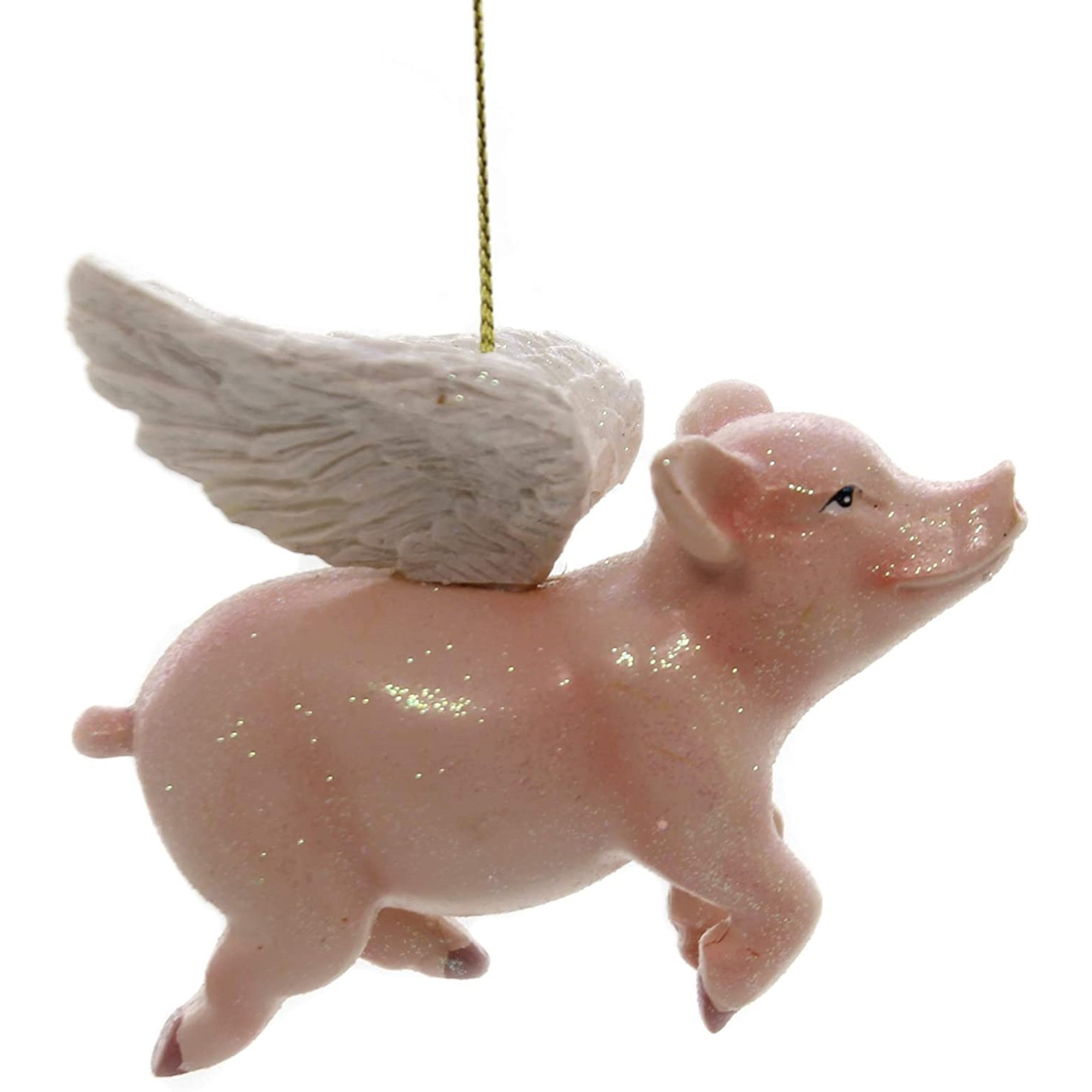 Kurt Adler Resin Ornament for Christmas Tree, Flying Pig