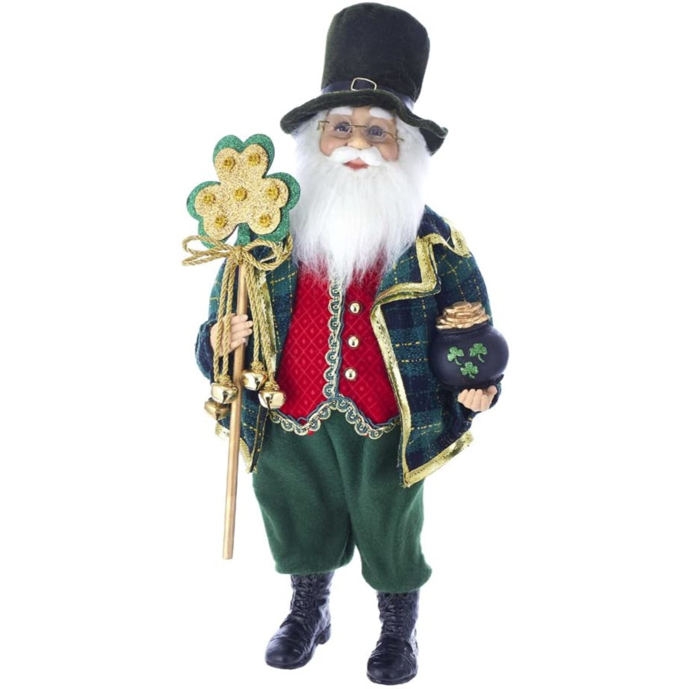 Kurt Adler Kringles Klaus Irish Santa with Staff, 20”
