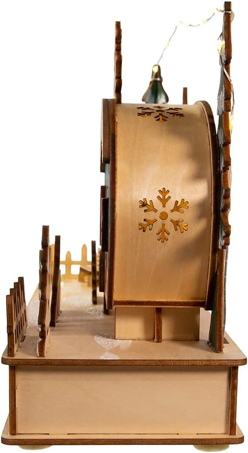 Kurt Adler Indoor Battery-Operated LED Lighted Tabletop Decoration, Wooden Camper, 7.5"