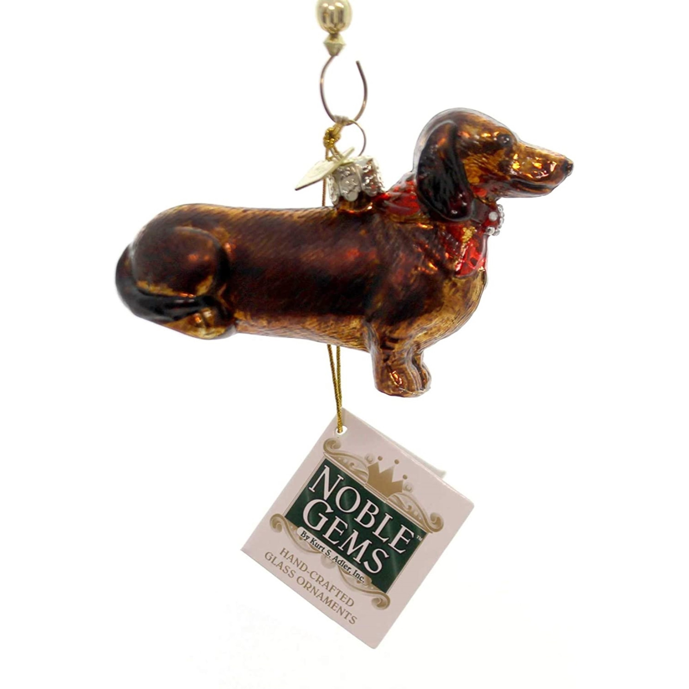Kurt Adler Noble Gems Glass Ornament for Christmas Tree, Dachshund