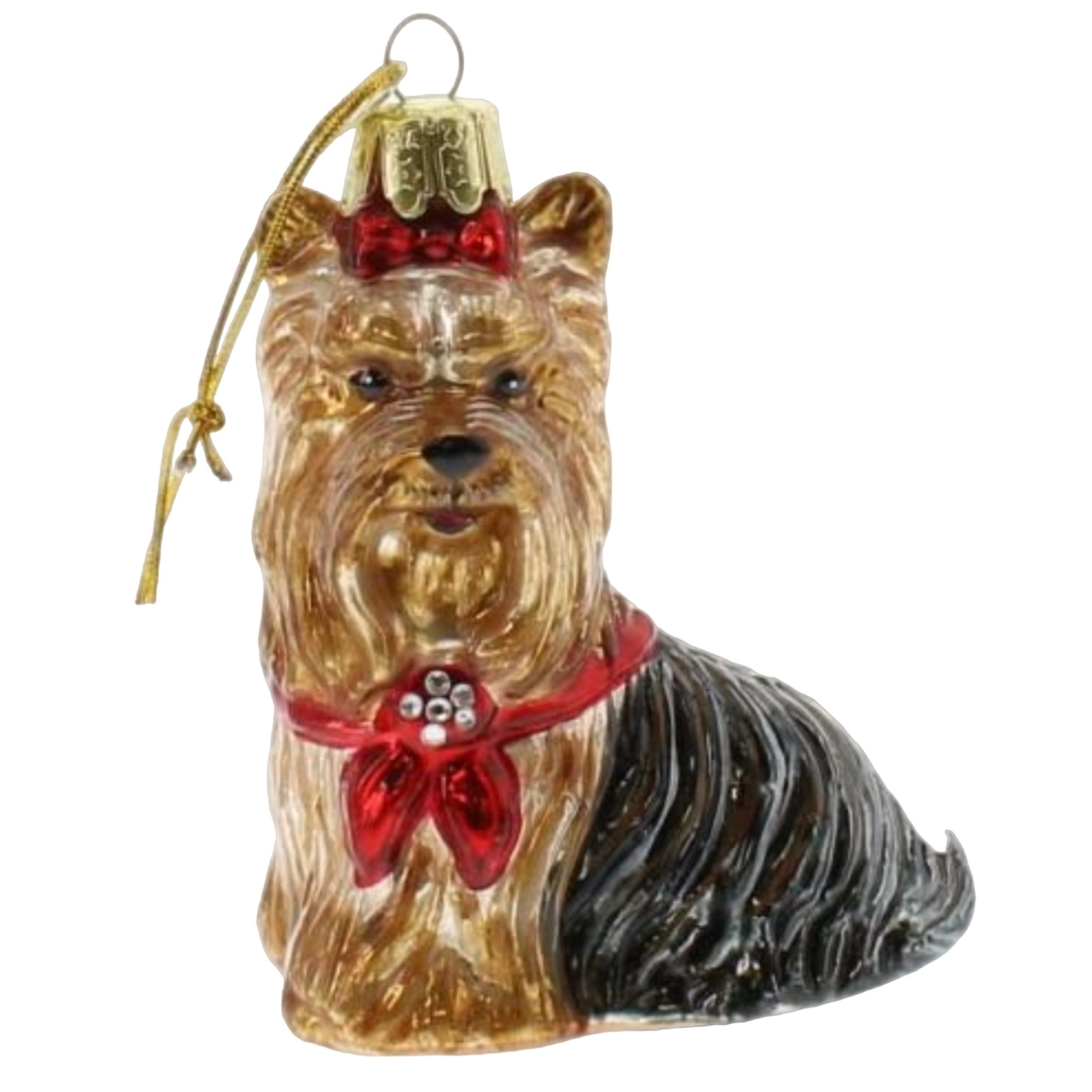 Kurt Adler Glass Yorkshire Terrier Christmas Tree Ornament