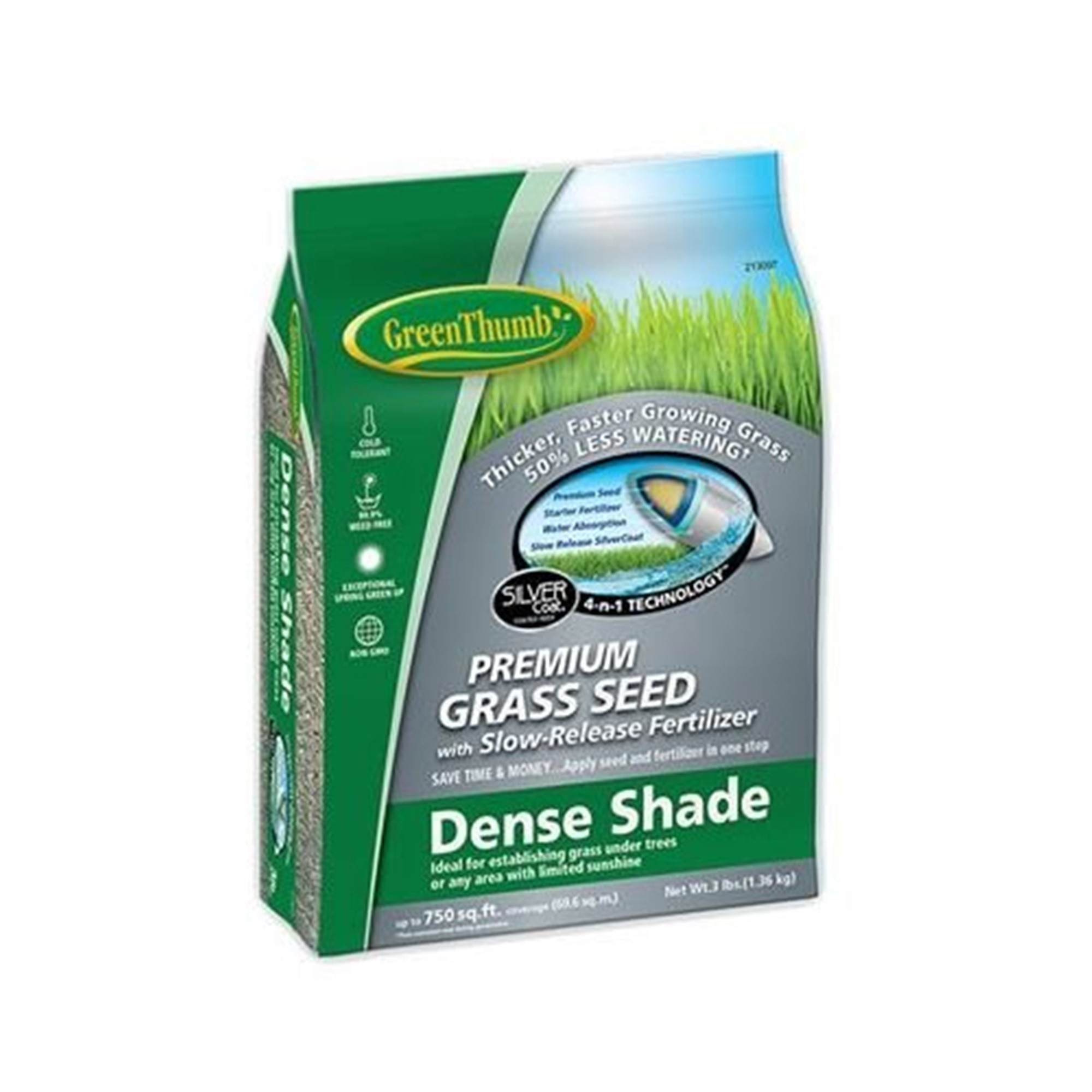 Green Thumb (#GREUN180) Dense Shade Seed w/ Slow Release Fertilizer, 3 lb