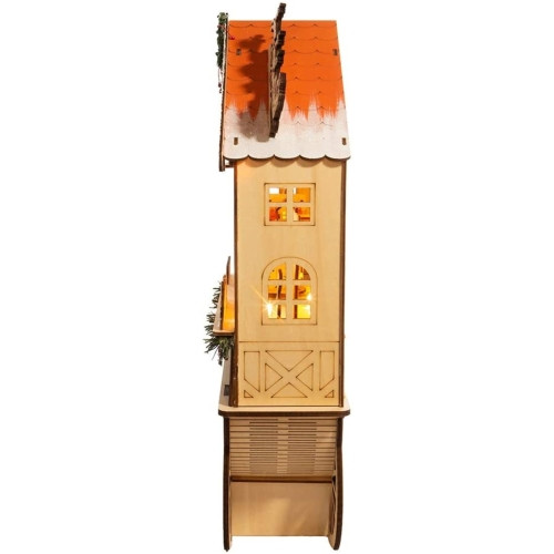 Kurt Adler Battery-Operated Wooden LED Lighted Tabletop Decoration, Wagon Village Scene, 18.9"