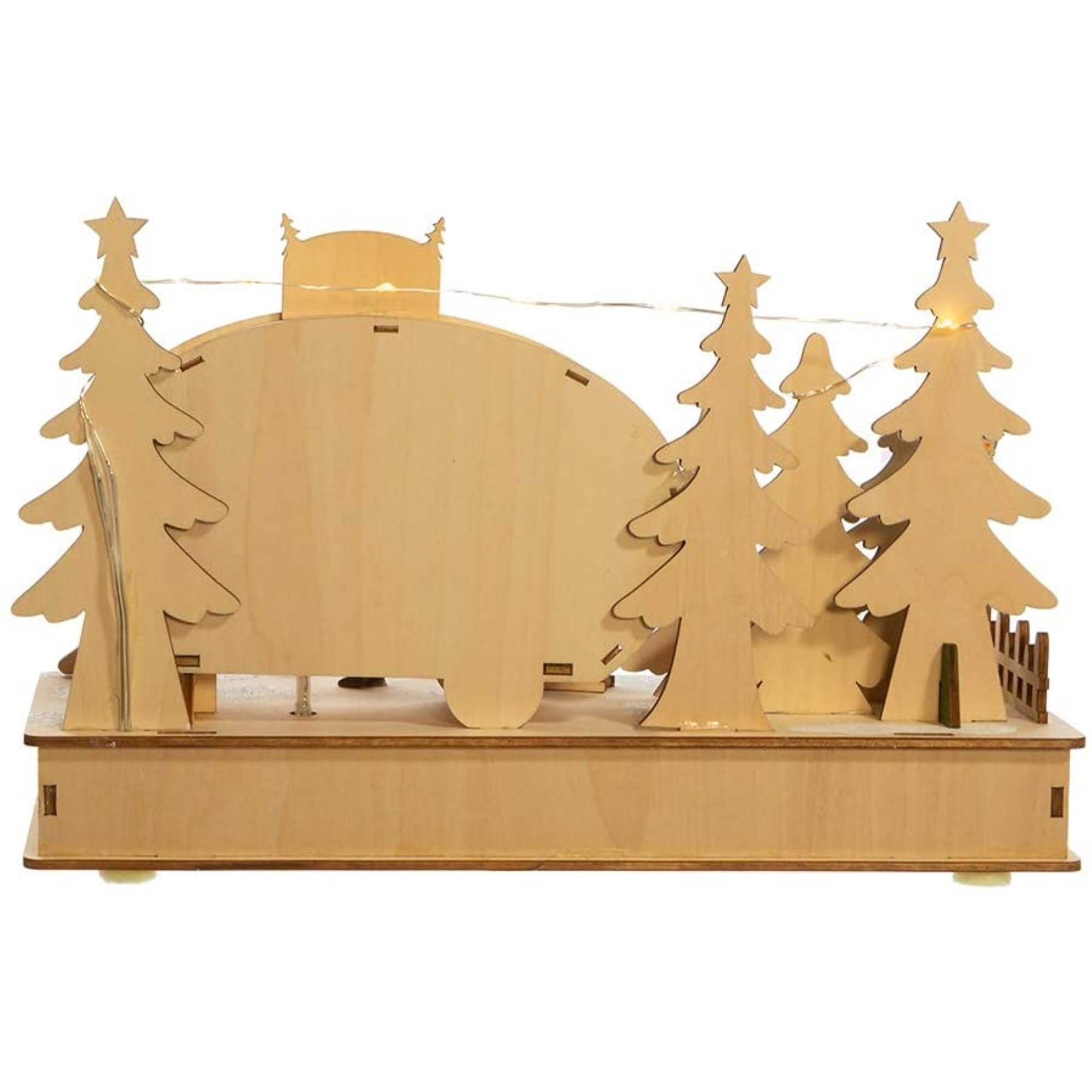 Kurt Adler Battery-Operated Wooden LED Lighted Tabletop Decoration, Camping Scene, 7"