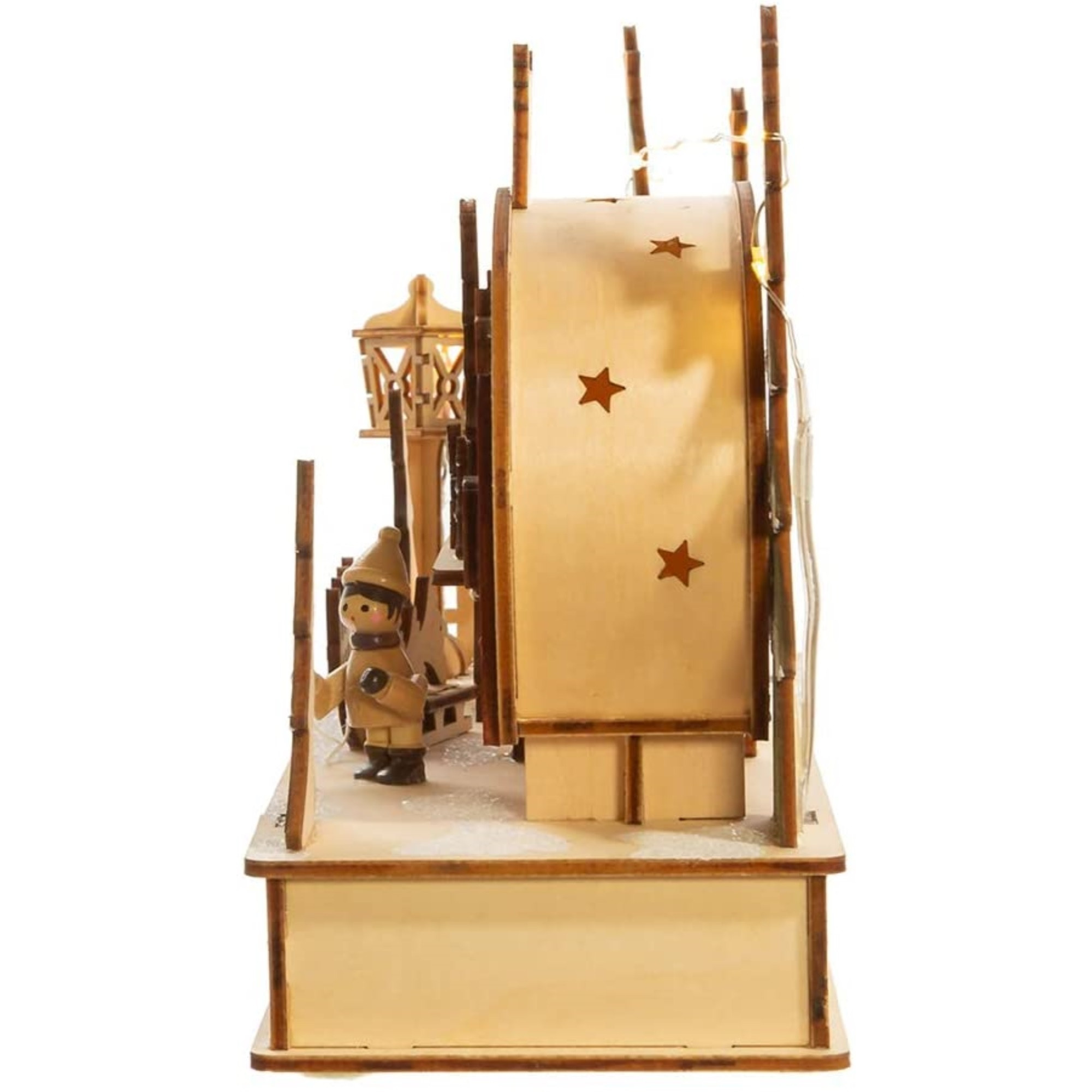 Kurt Adler Battery-Operated Wooden LED Lighted Tabletop Decoration, Camping Scene, 7"