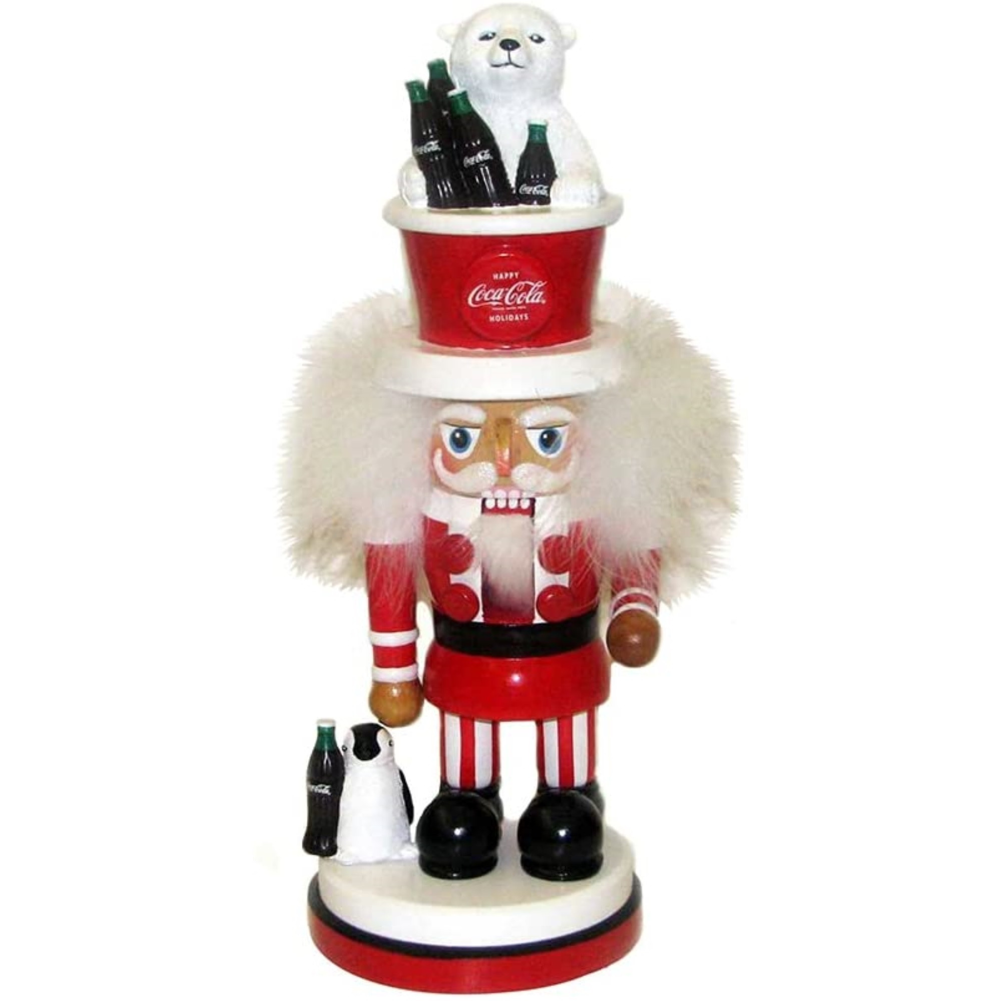 Kurt Adler Wooden Hollywood Nutcracker Collection, Coca-Cola Polar Bear Hat, 15"