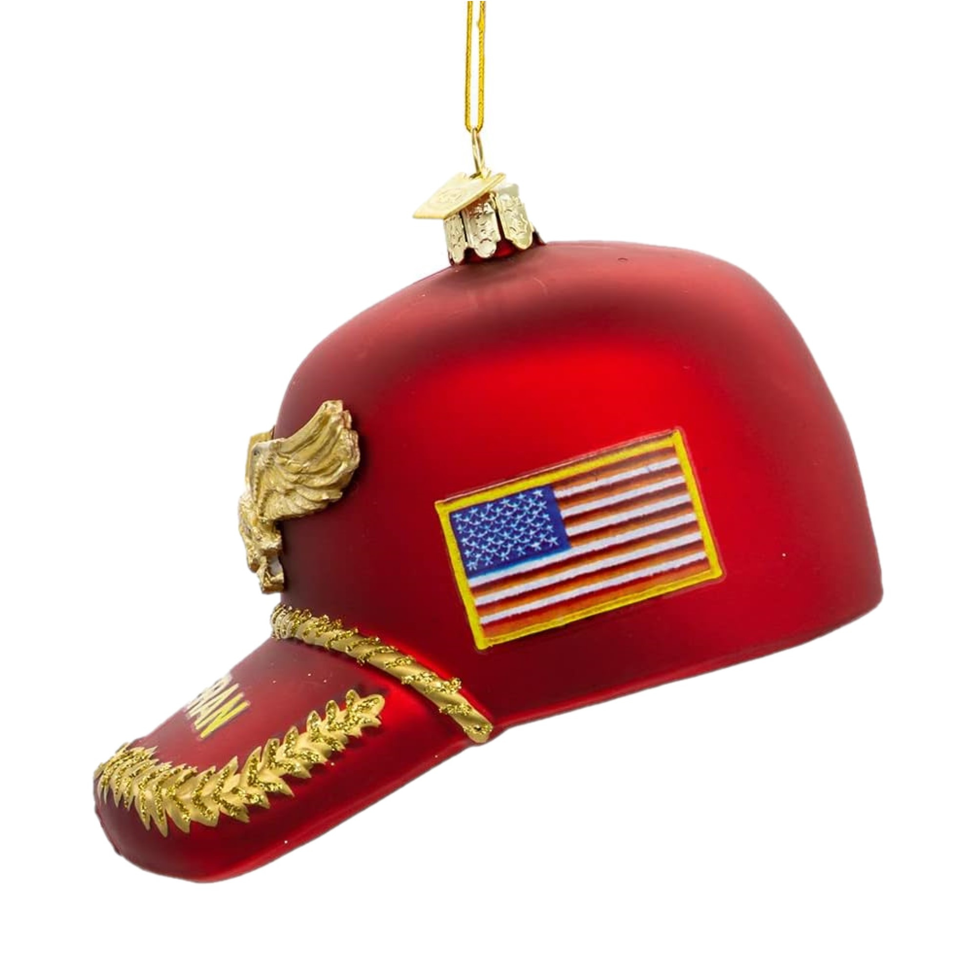 Kurt Adler Noble Gems Glass Ornament for Christmas Tree, Veteran's Hat