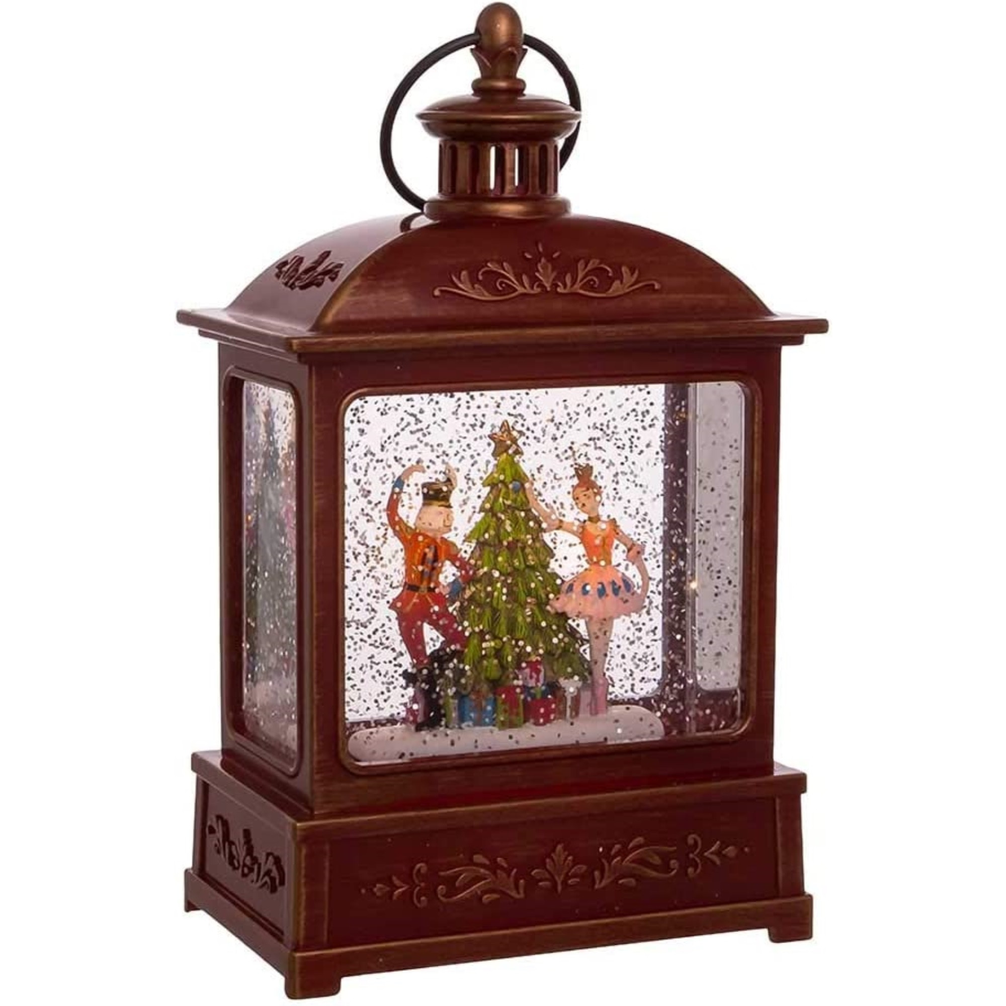 Kurt Adler Indoor Battery-Operated LED Lighted Tabletop Decoration, Nutcracker Swirl Lantern, 8"