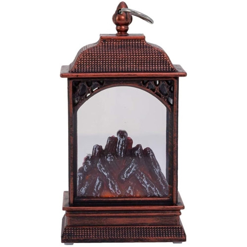 Kurt Adler Indoor Battery-Operated LED Lighted Tabletop Decoration, Fireplace Lantern, 5.3"