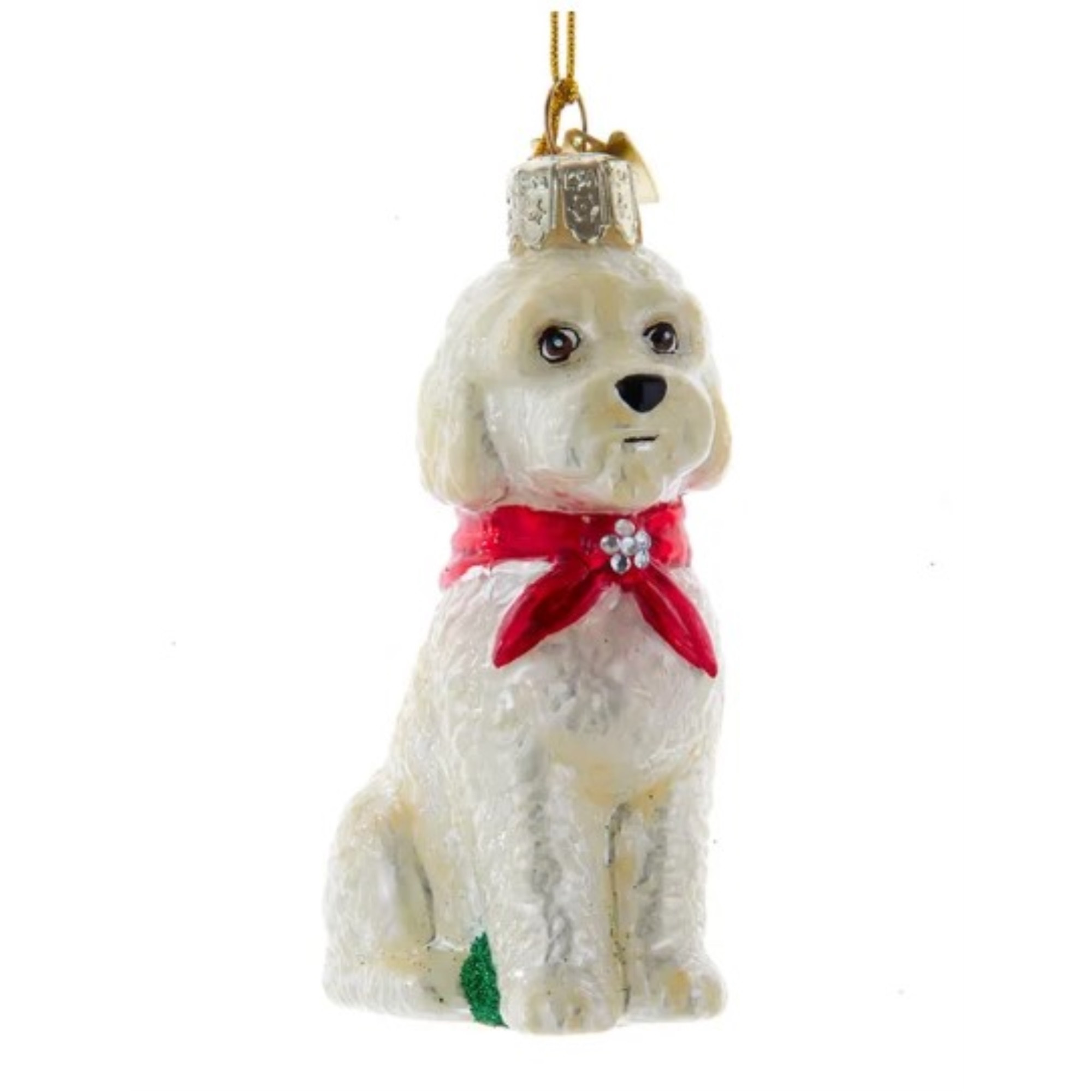 Kurt Adler Glass Ornament For Christmas Tree, Noble Gems Labradoodle