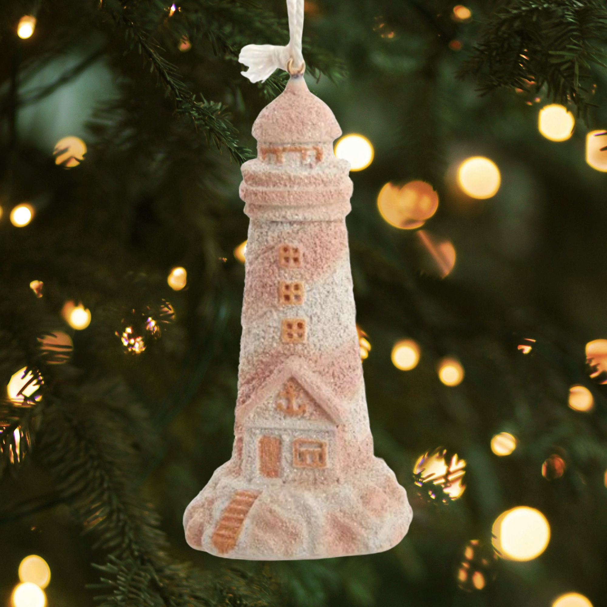 Kurt Adler Resin Ornament for Christmas Tree, Sand Lighthouse
