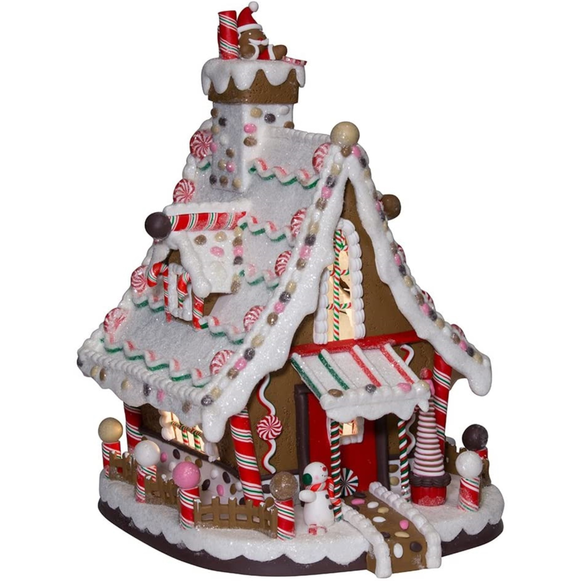 Kurt Adler Lighted Claydough Tabletop Holiday Décor, Christmas Gingerbread House, 12"