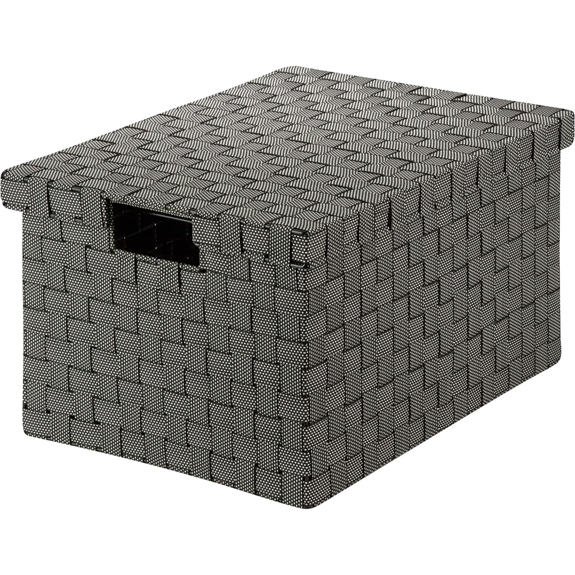 Honey Can Do Woven Large File Box for Office Organization, Black and White