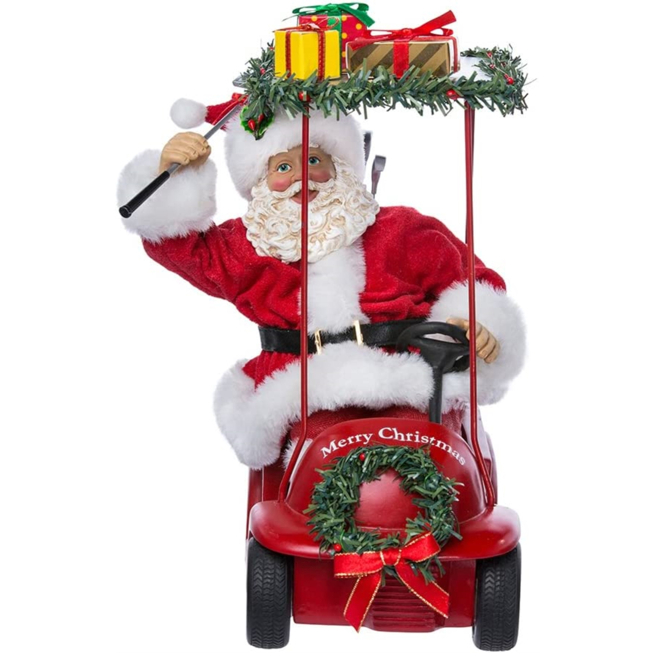 Kurt Adler Fabriche Santa Driving Golf Cart Christmas Figurine, 11.25"