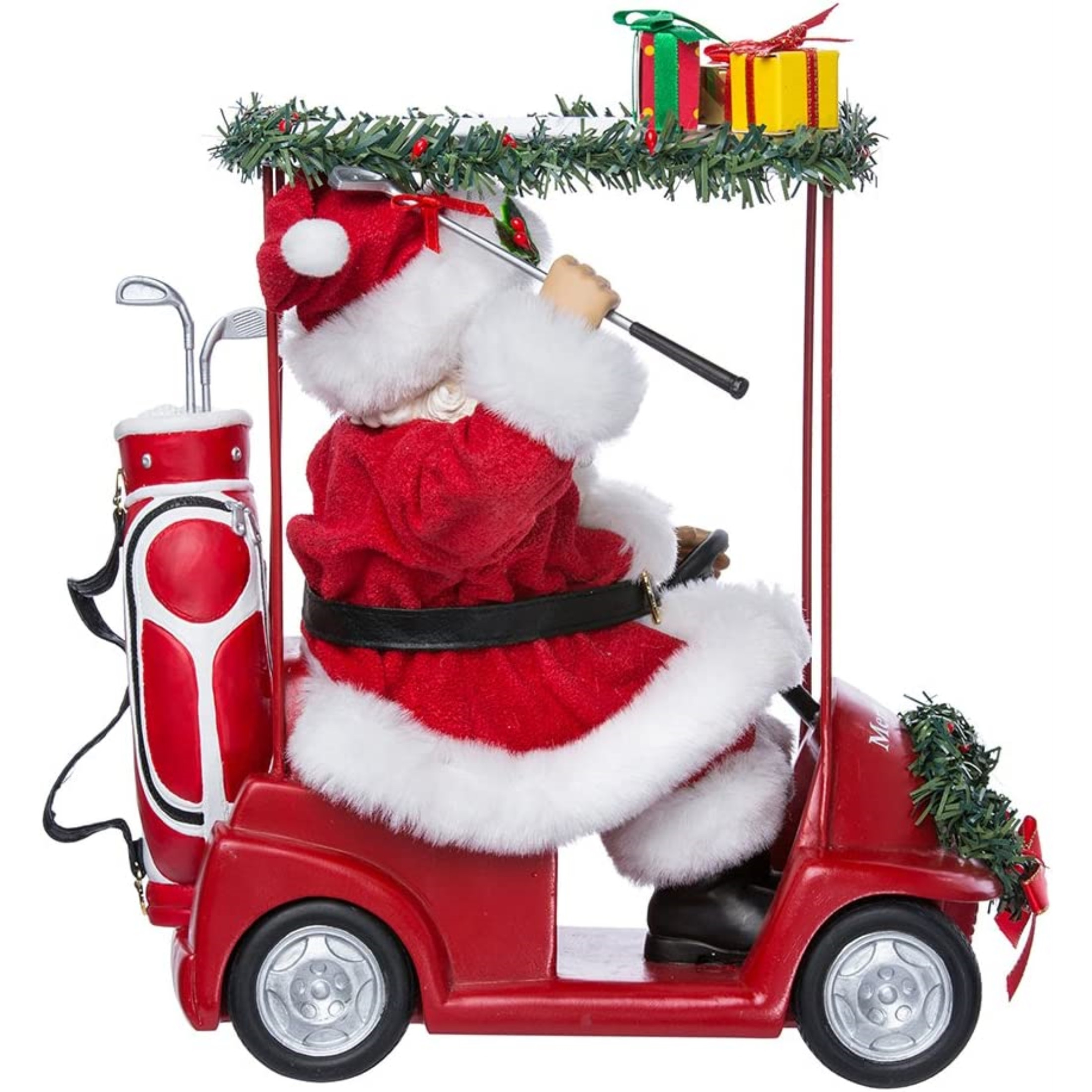 Kurt Adler Fabriche Santa Driving Golf Cart Christmas Figurine, 11.25"