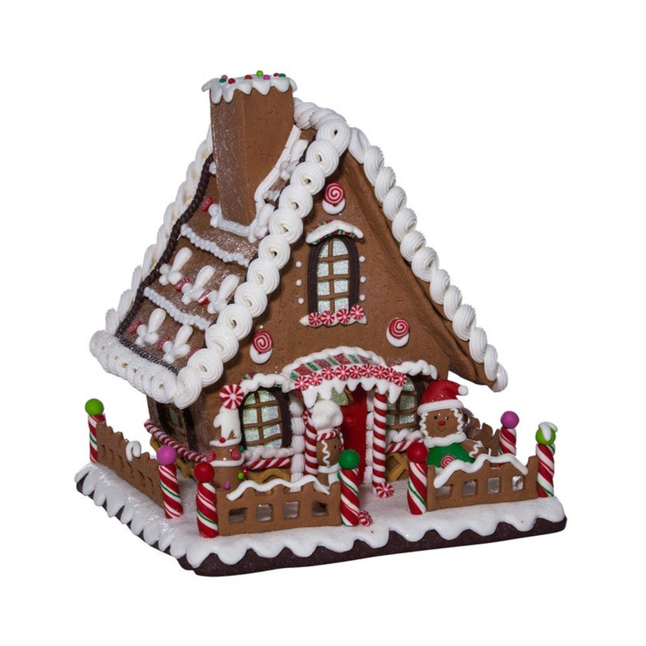 Kurt S. Adler Clay Dough LED Gingerbread House Table Piece, 10"