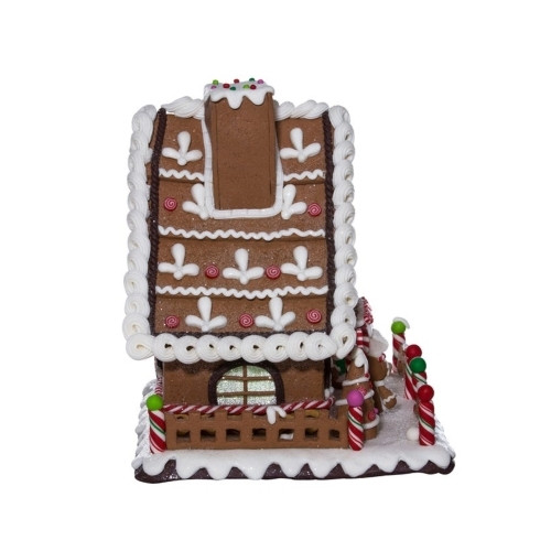 Kurt Adler Battery-Operated Lighted Claydough Tabletop Holiday Decor, Gingerbread House, 10"